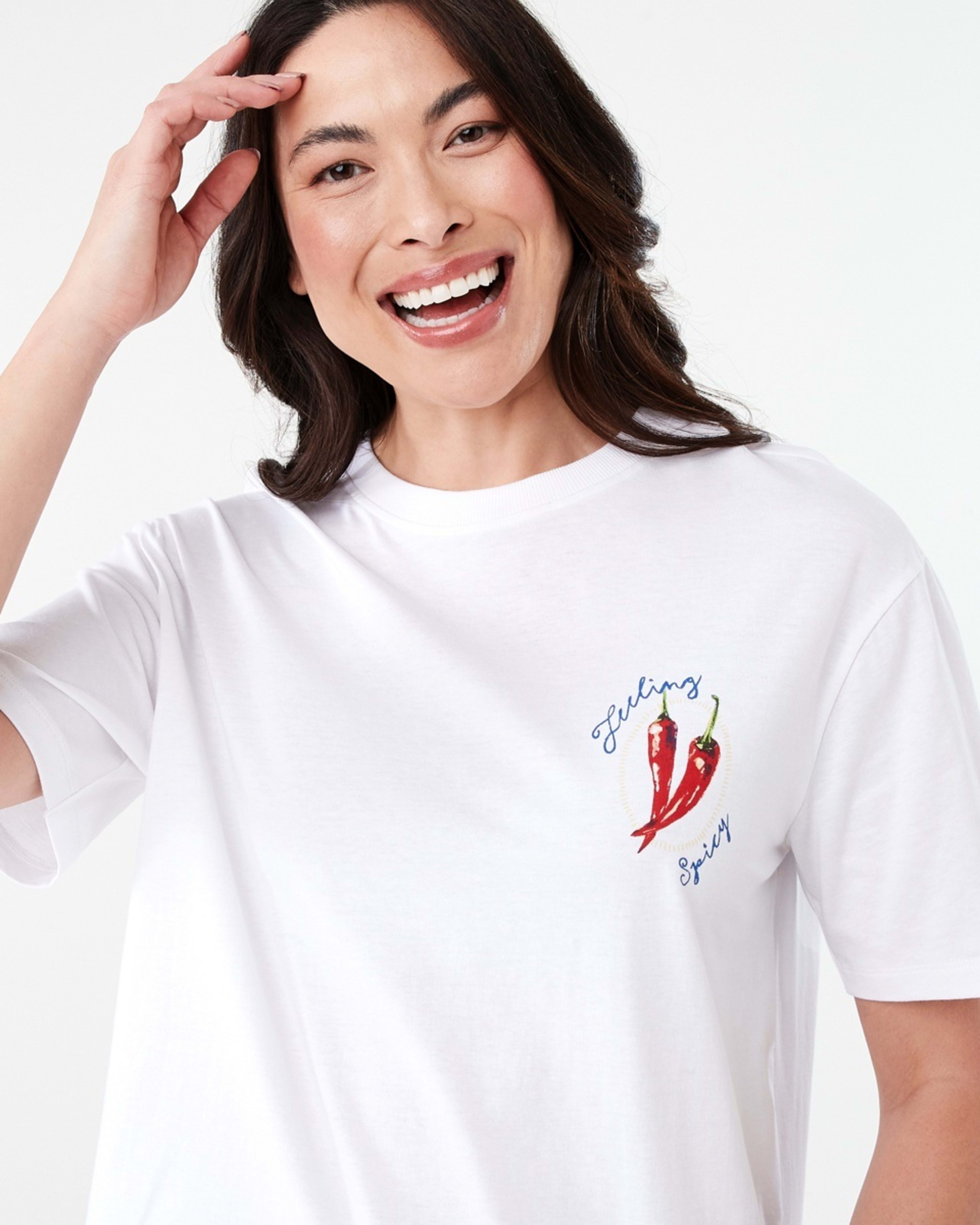 4 Short Sleeve Oversized Boyfriend T-shirt PICANTE WHITE, 4 of 6