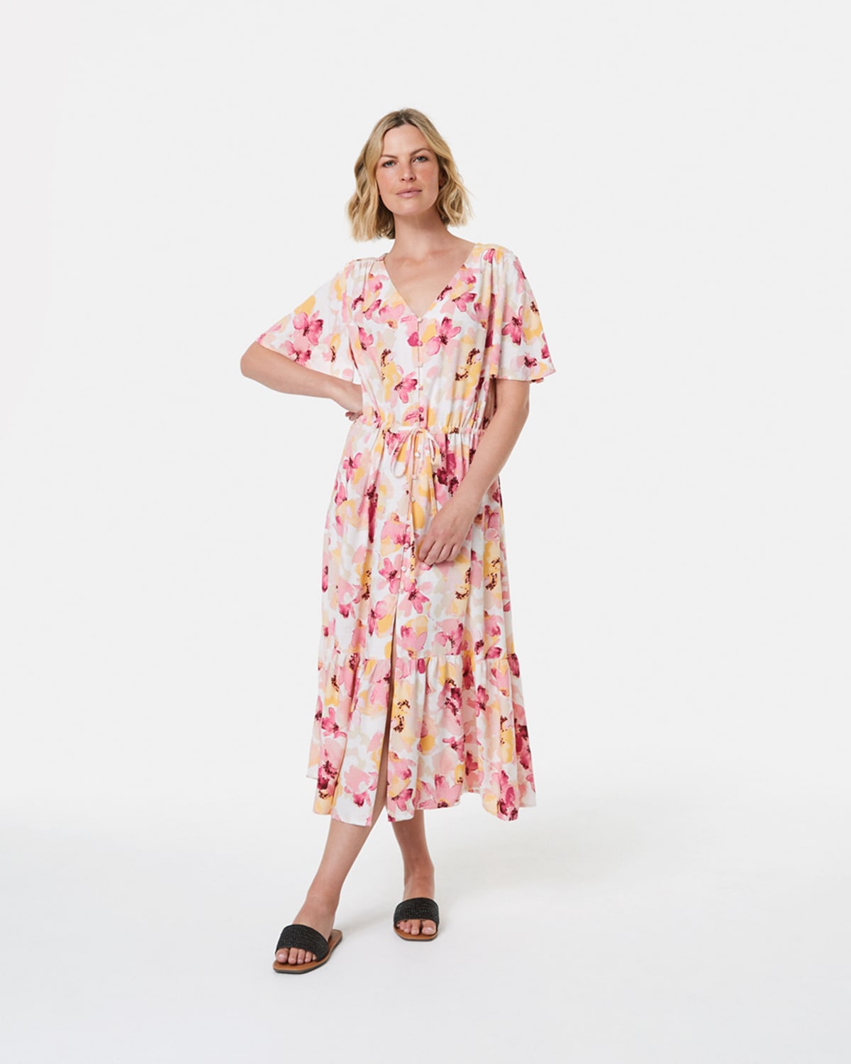 kmart.com.au | Short Sleeve Button Front Flutter Dress