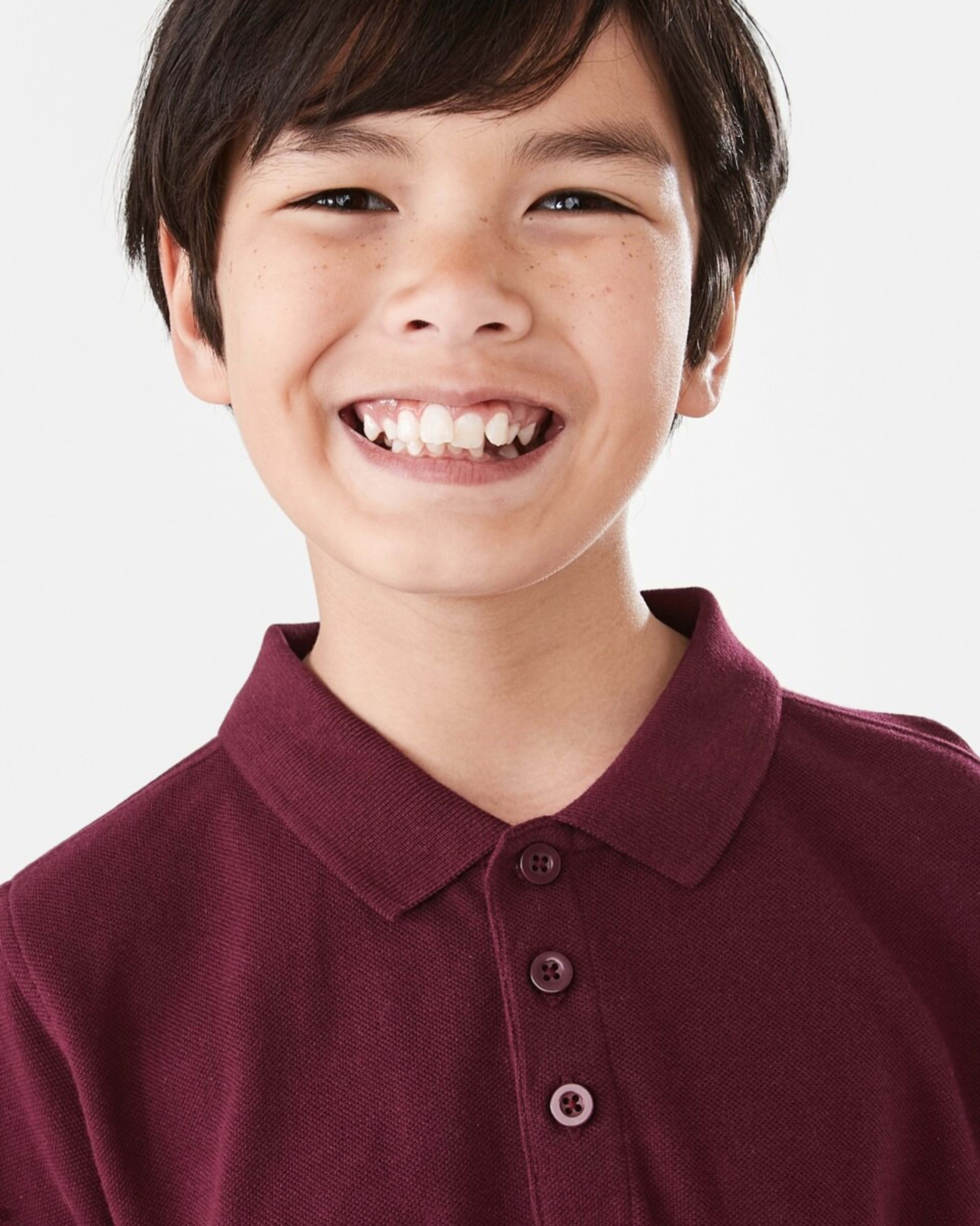 3 School Cotton Polo Shirt Burgundy, 3 of 8