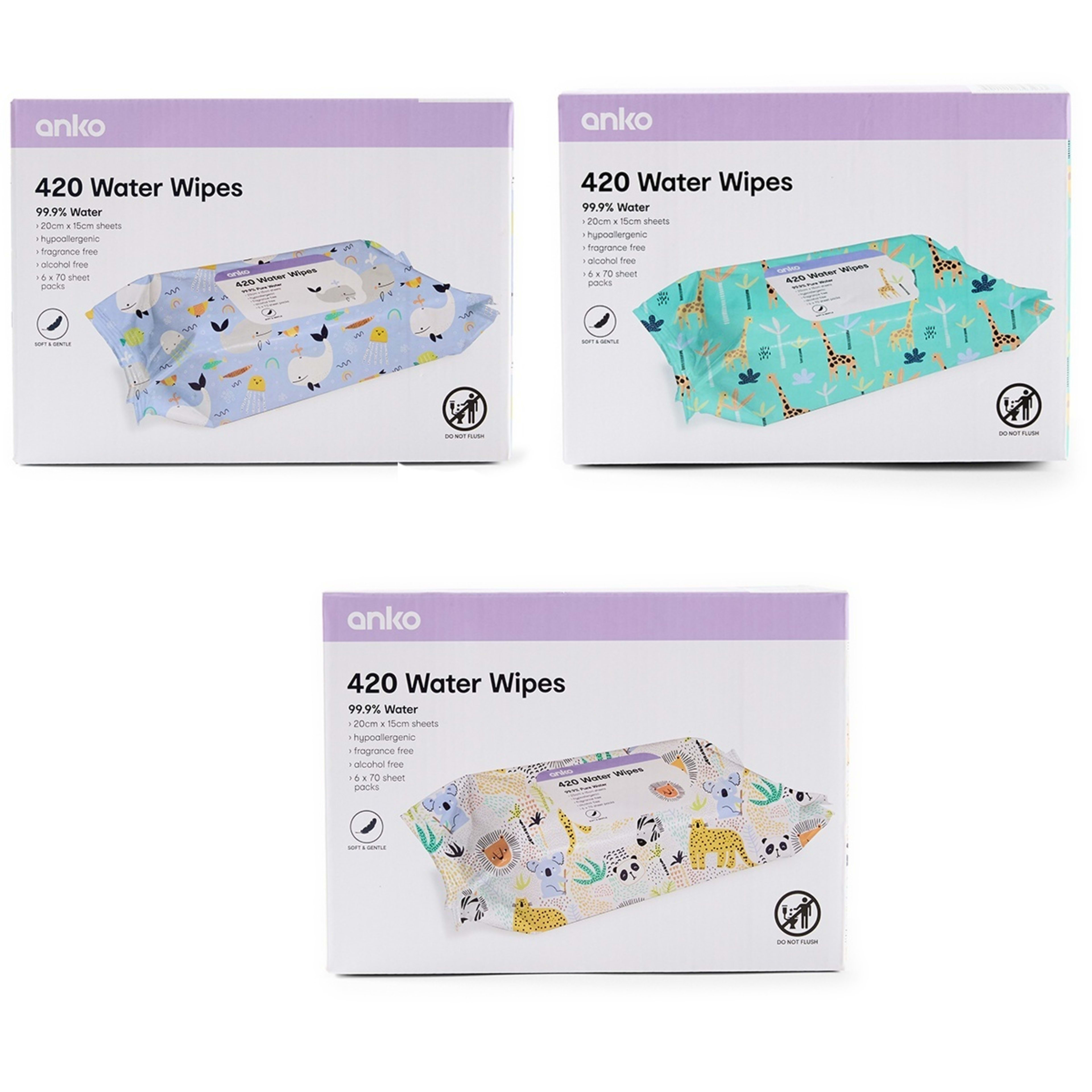 1 420 Pack Water Wipes - Assorted, 1 of 8
