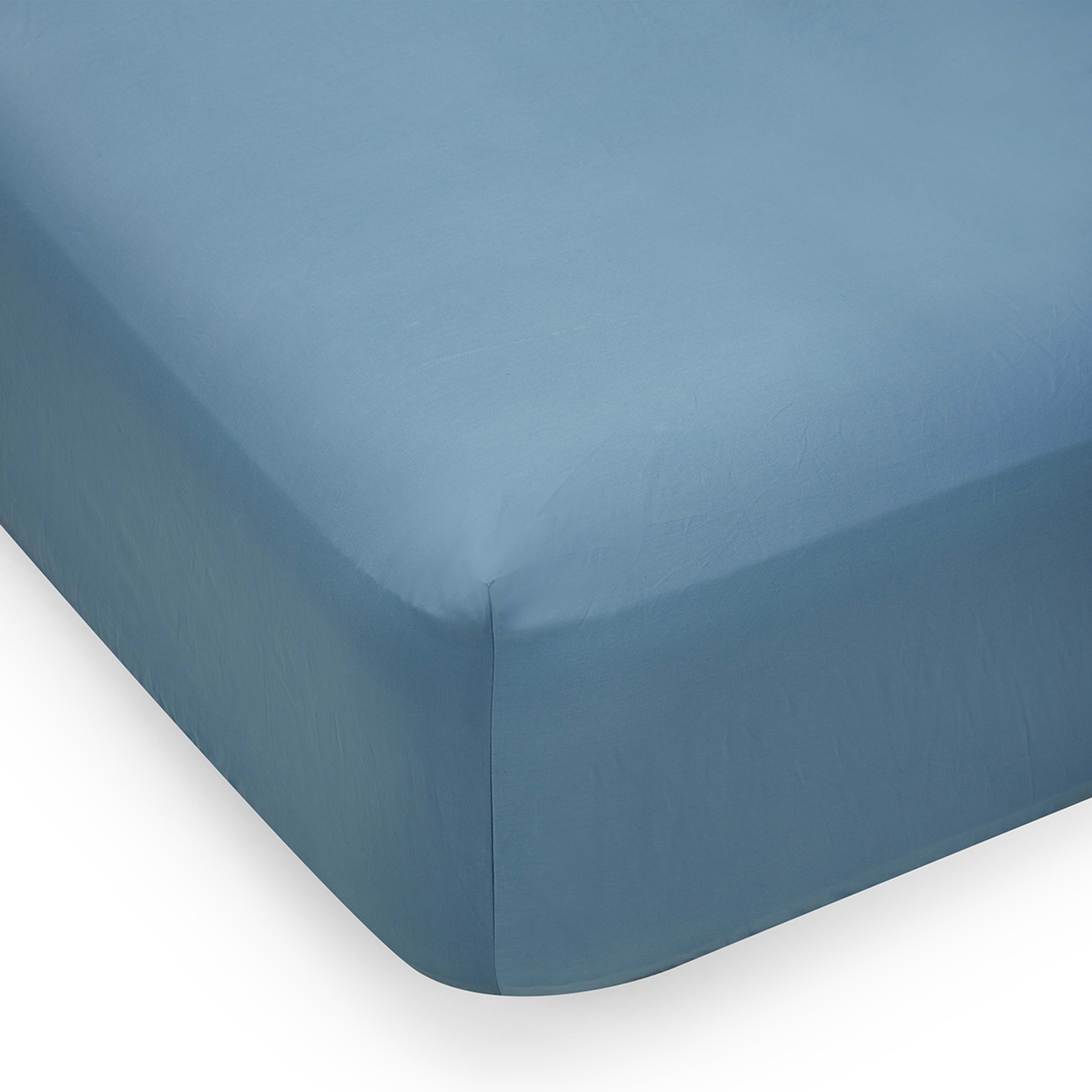 400 Thread Count Cotton Sateen Fitted Sheet Queen Bed, Blue Kmart
