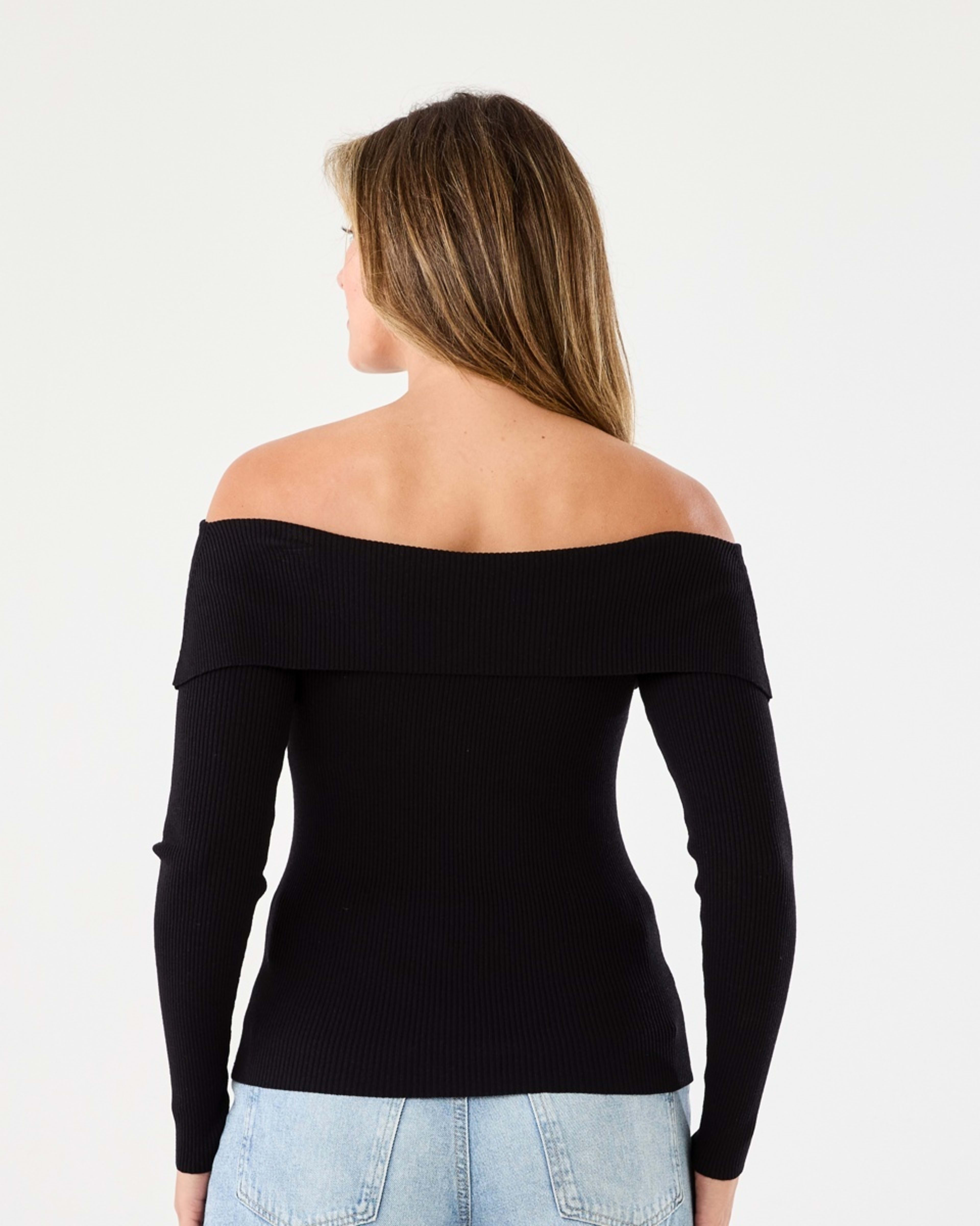 4 Long Sleeve Off Shoulder Top BLACK, 4 of 6