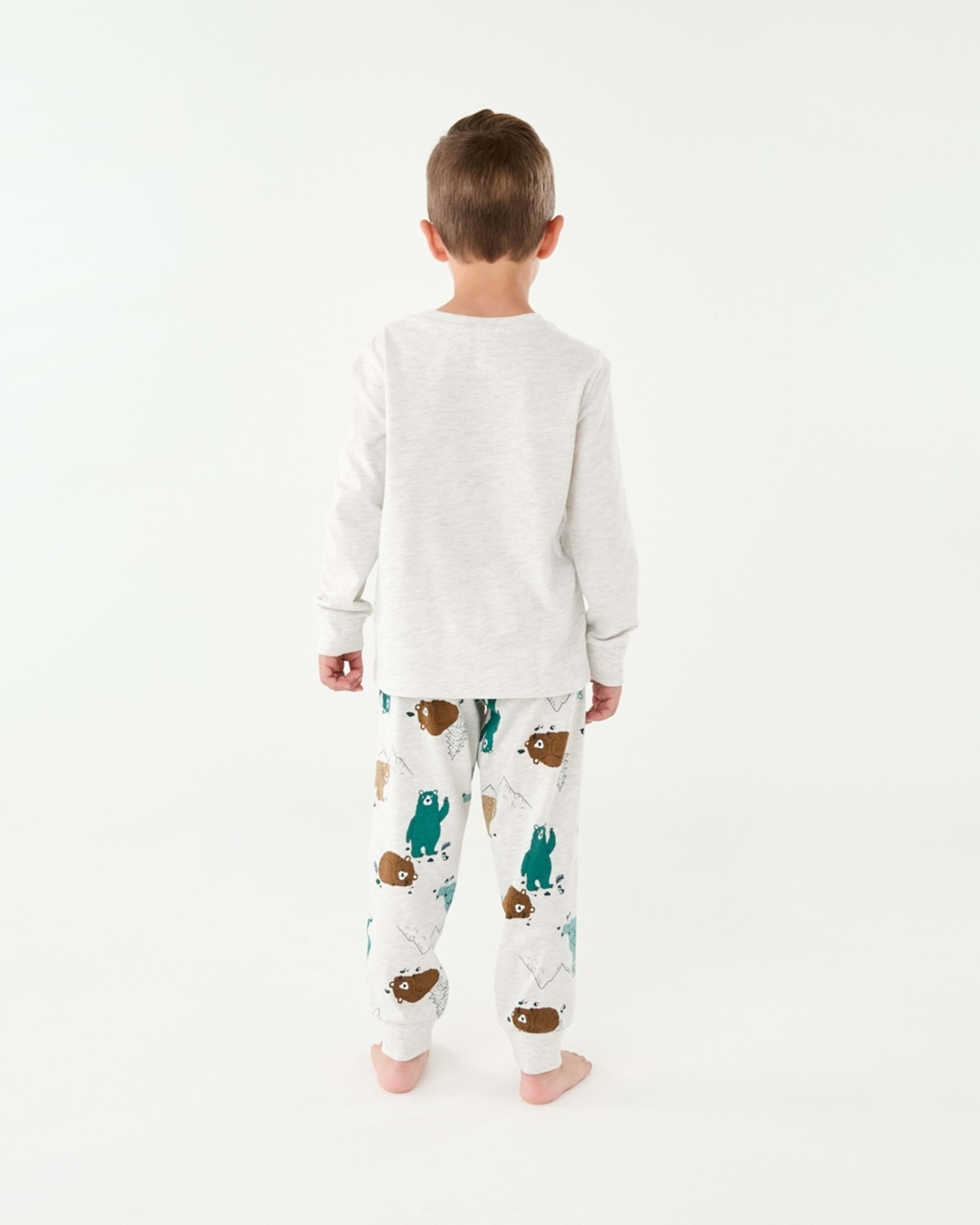 2 Jersey Pyjama Set Bear White Marle, 2 of 9