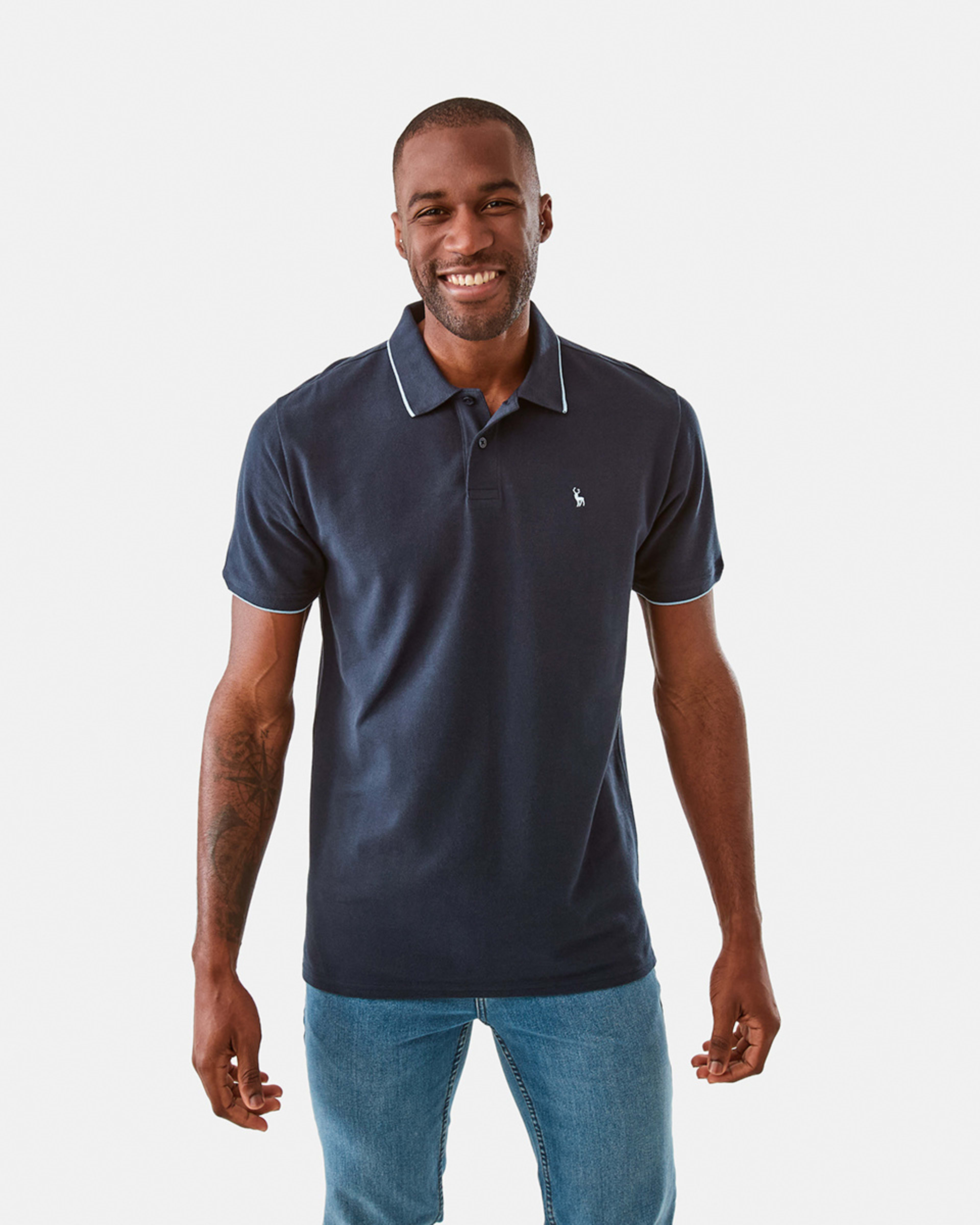 1 Tipped Pique Polo Shirt Sky Cptn, 1 of 7