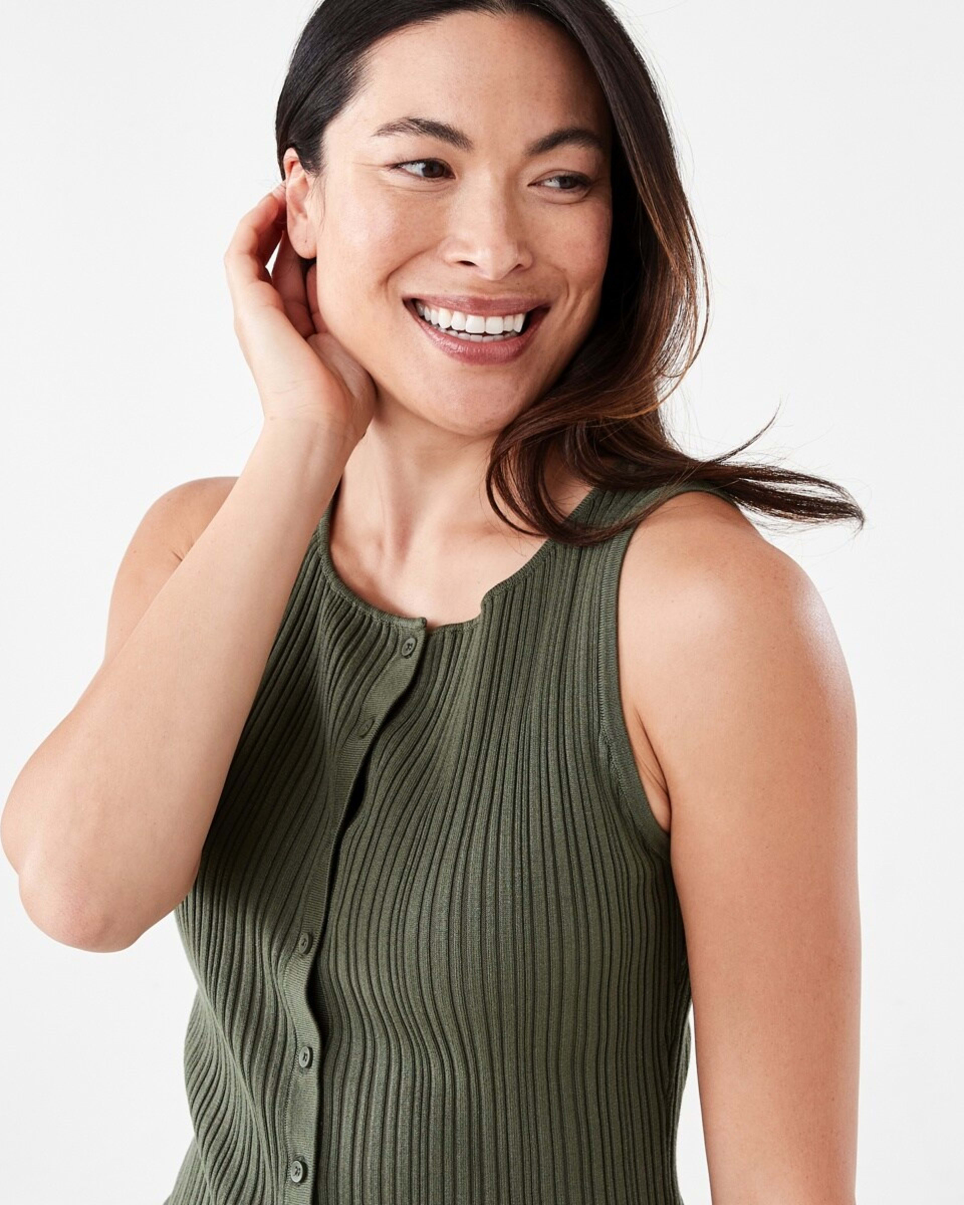4 Sleeveless Boat Neck Vest Grn Olive, 4 of 6