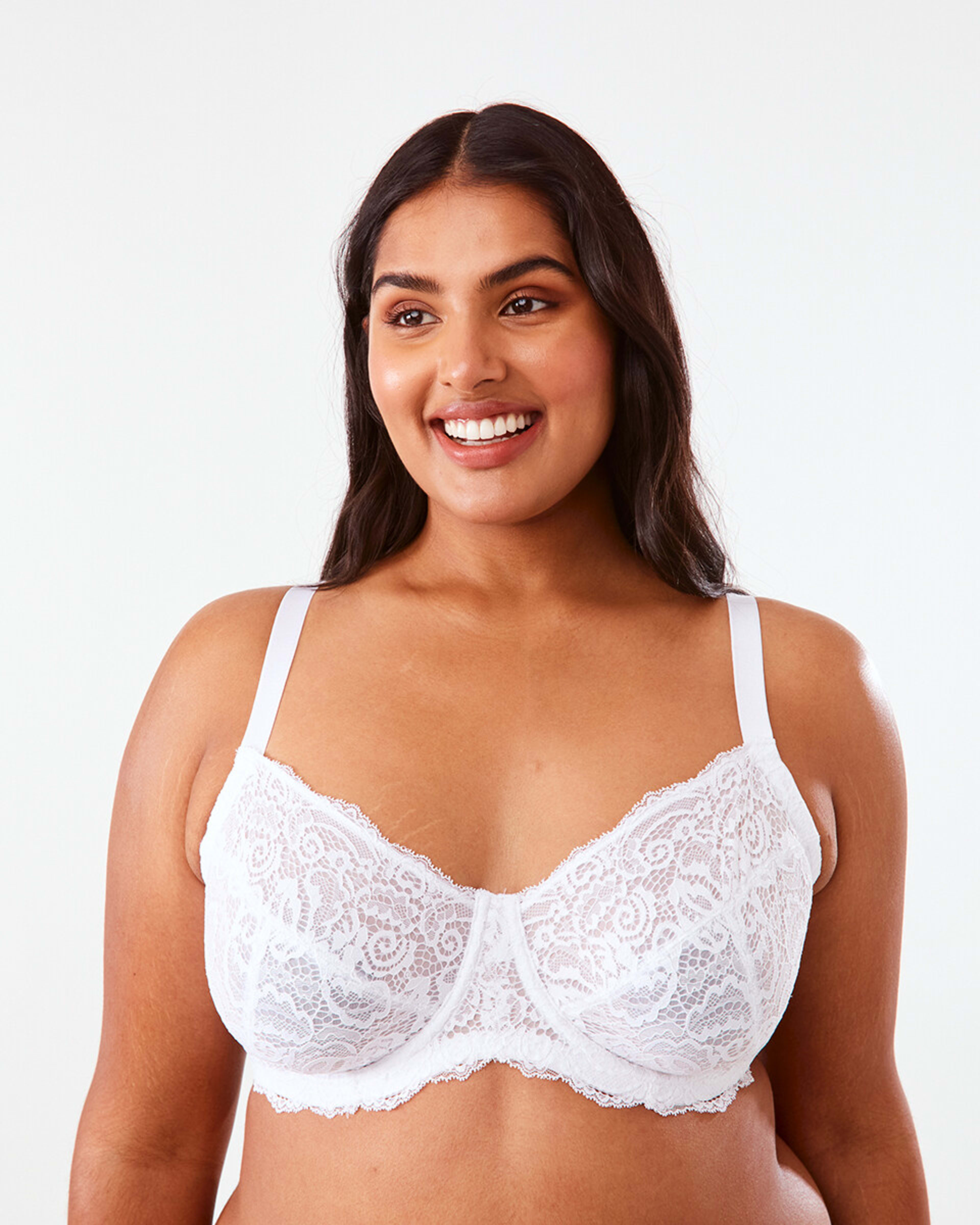 1 Full Figure Lace Soft Cup Bra White, 1 of 6