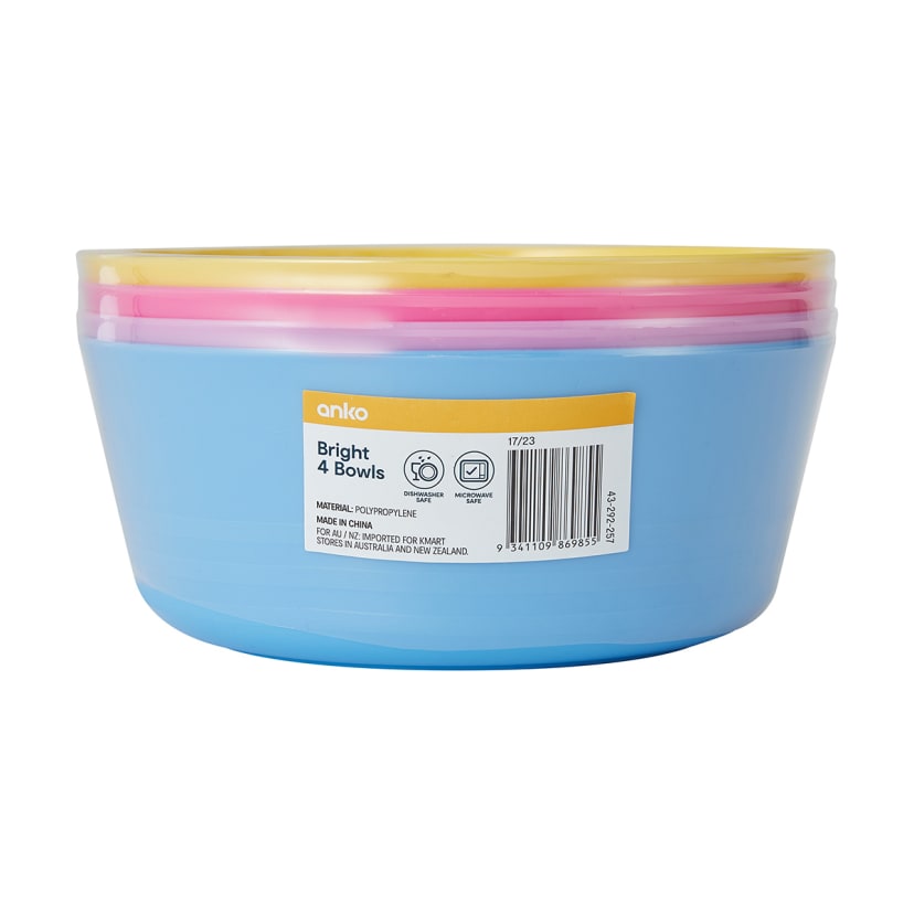4 Pack Bright Bowls Kmart