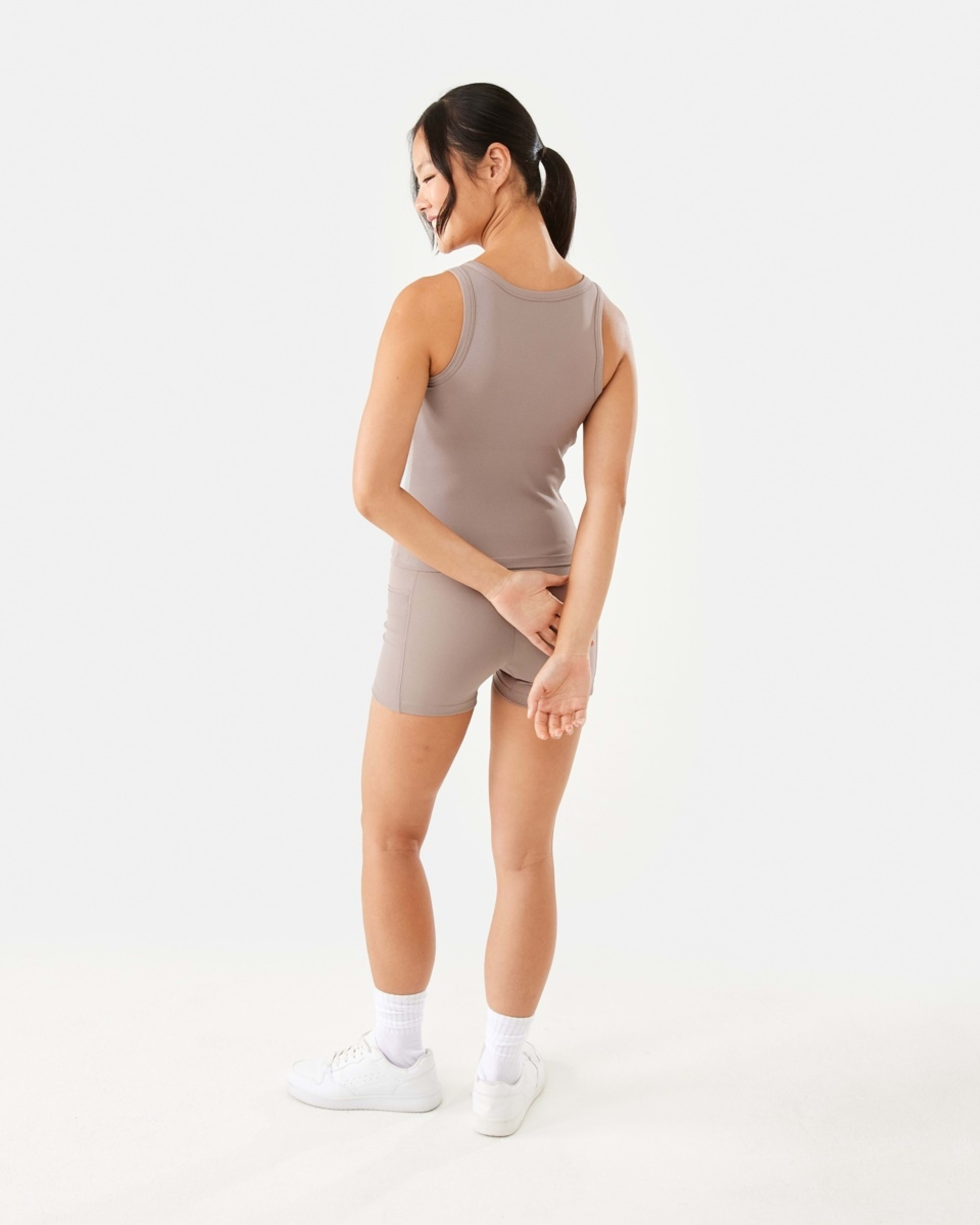4 Active Womens Rib Support Tank Taupe Tawn, 4 of 6