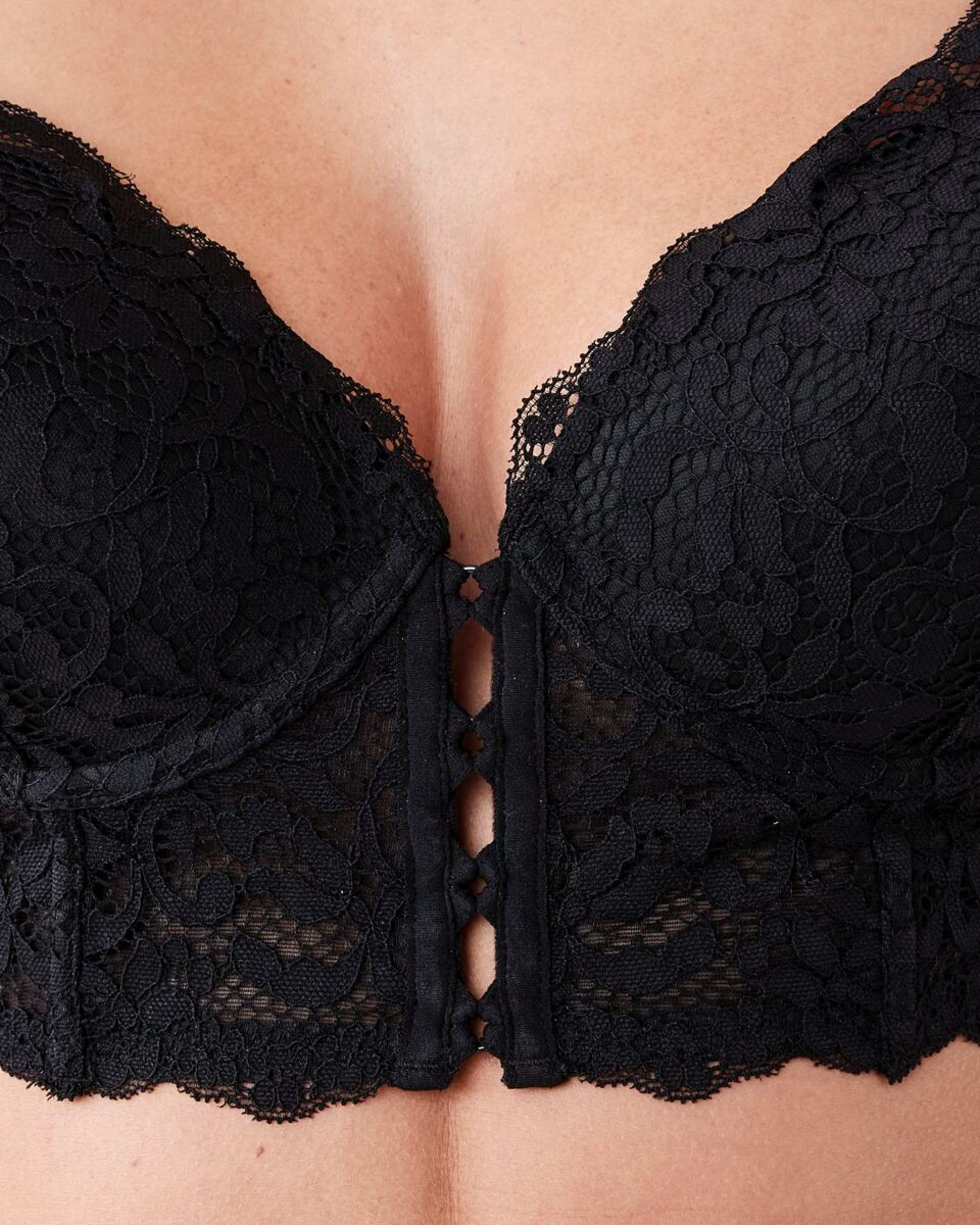 5 Co-ordinated Lace Push-Up Corset Bra BLACK, 5 of 6