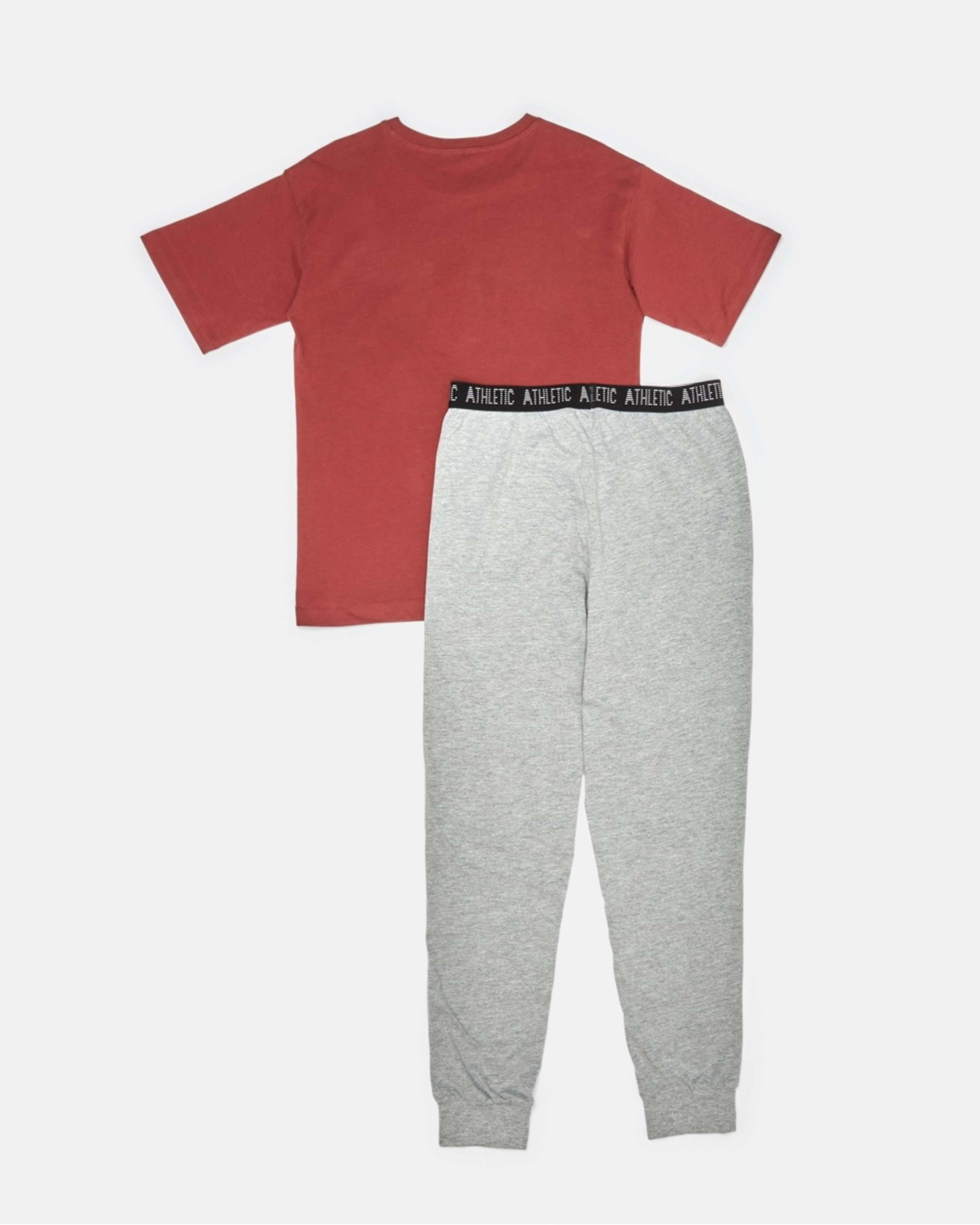 6 Short Sleeve Top and Long Pants Pyjama Set Red Athltc, 6 of 8