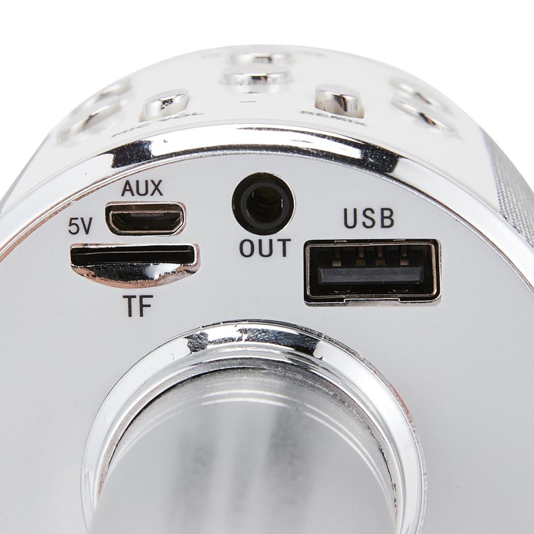 Bluetooth Karaoke Microphone with Speaker Silver Kmart