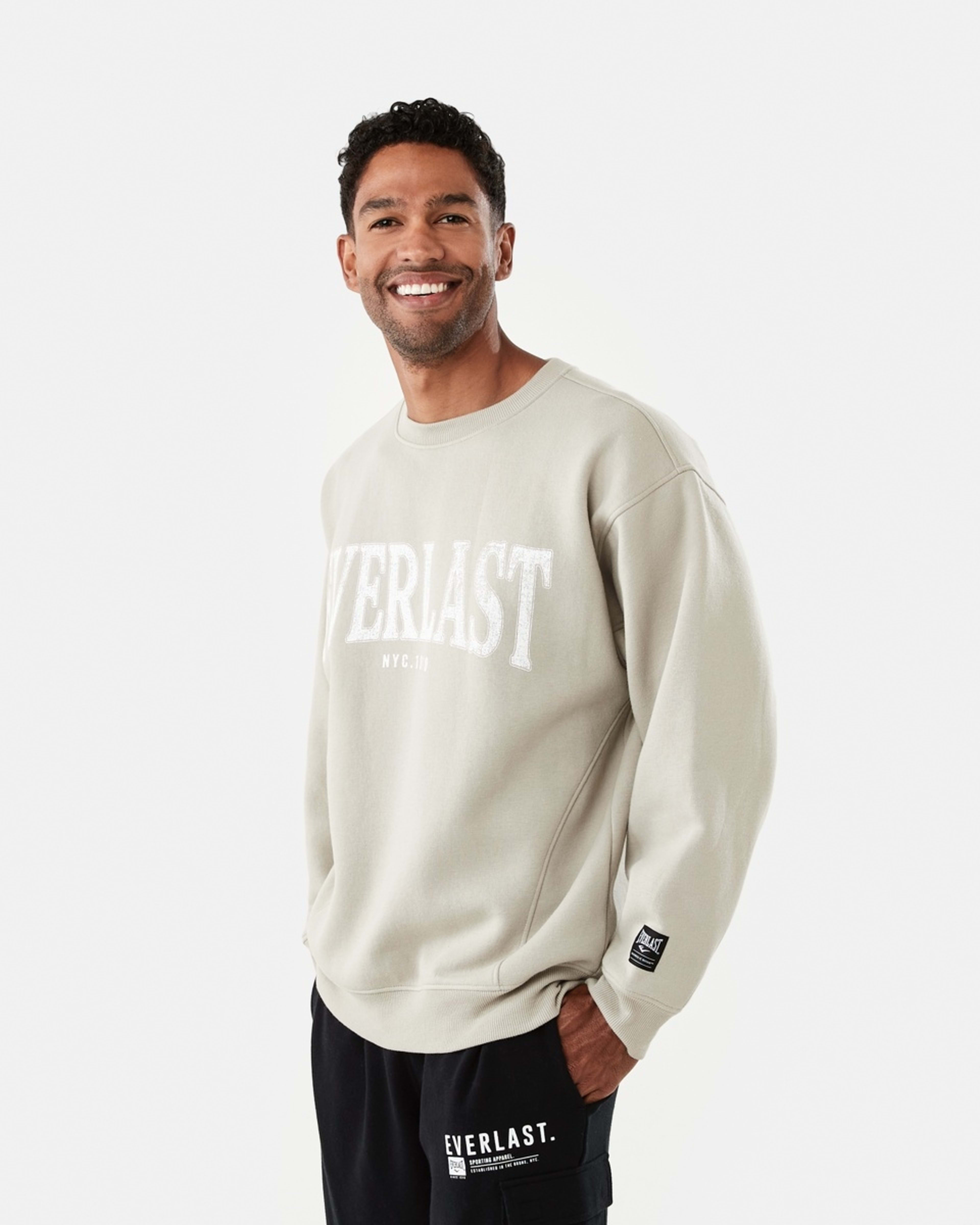 2 Everlast Mens Oversized Sweatshirt Bone, 2 of 8