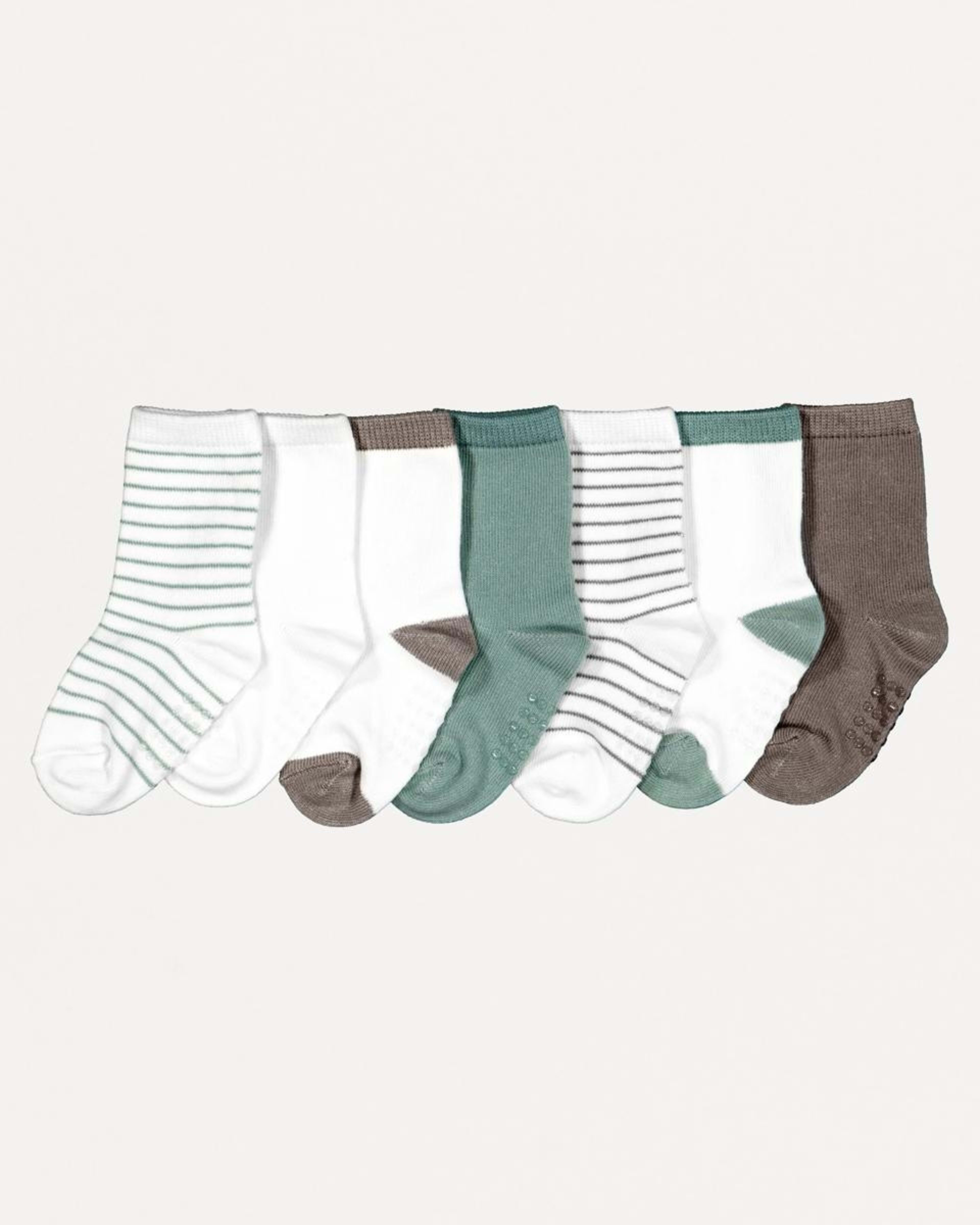 1 7 Pack Crew Socks Grn Stripe, 1 of 2