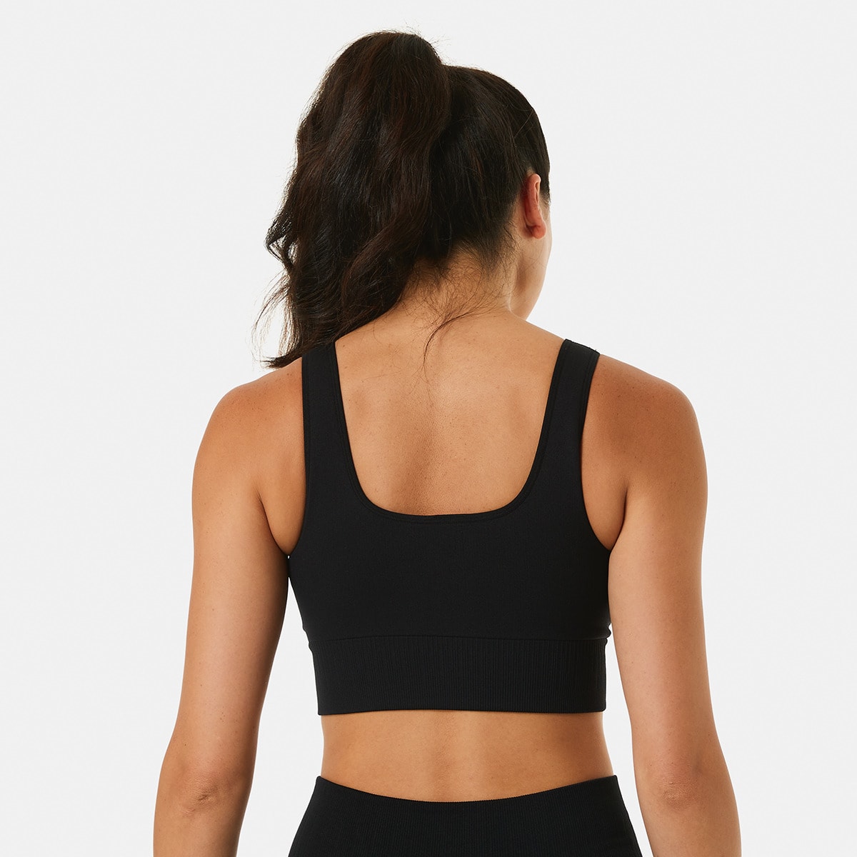 Active Womens Medium Impact Seamfree Square Neck Crop Top Kmart