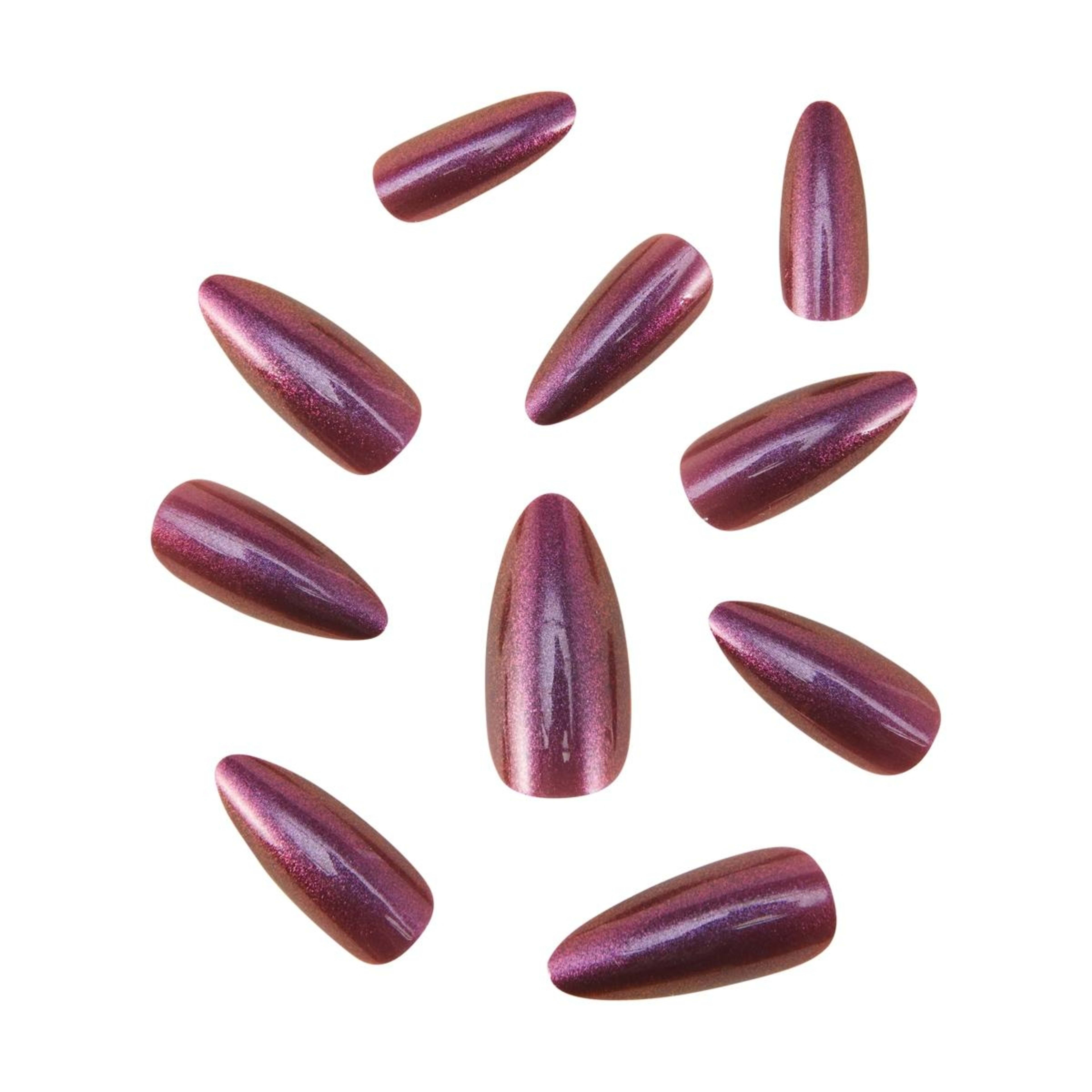 2 OXX Cosmetics 24 Pack Artificial Nails with Adhesive - Pointed Stiletto Shape, Cherry, 2 of 4