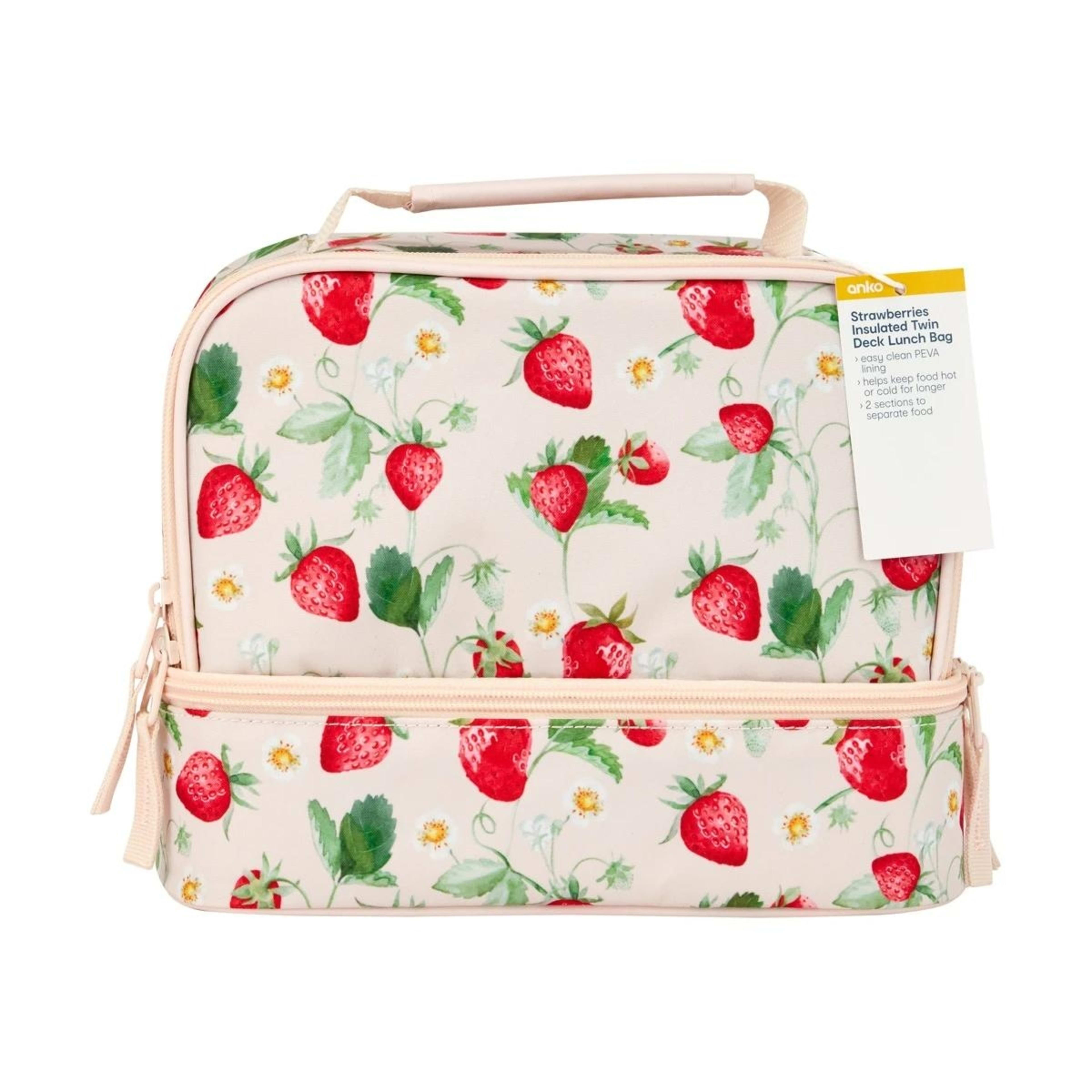 4 Strawberries Insulated Twin Deck Lunch Bag, 4 of 6