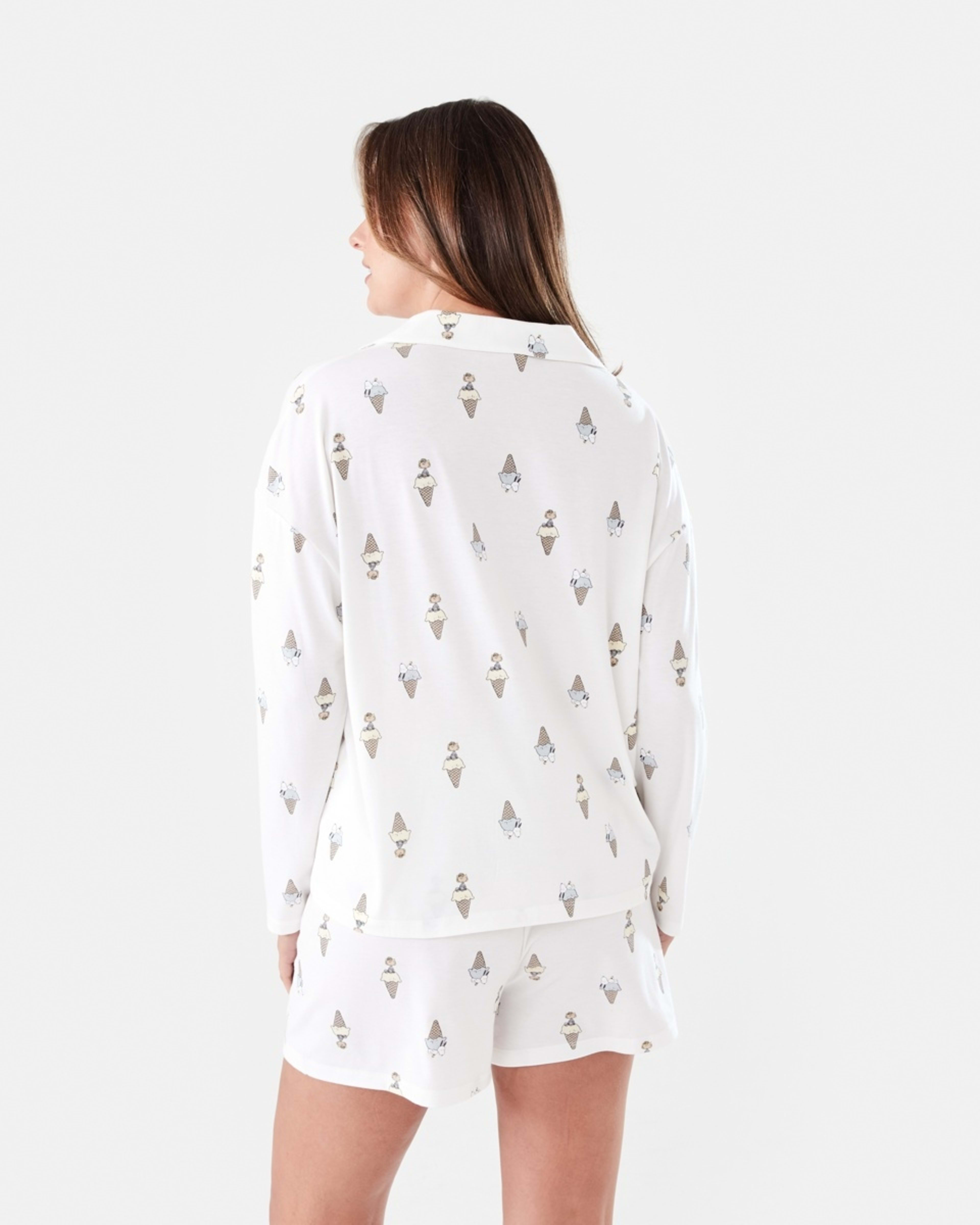 3 Snoopy License Long Sleeve Top and Shorts Comfort Pyjama Set SNOOPY ICECREAM WHITE, 3 of 8