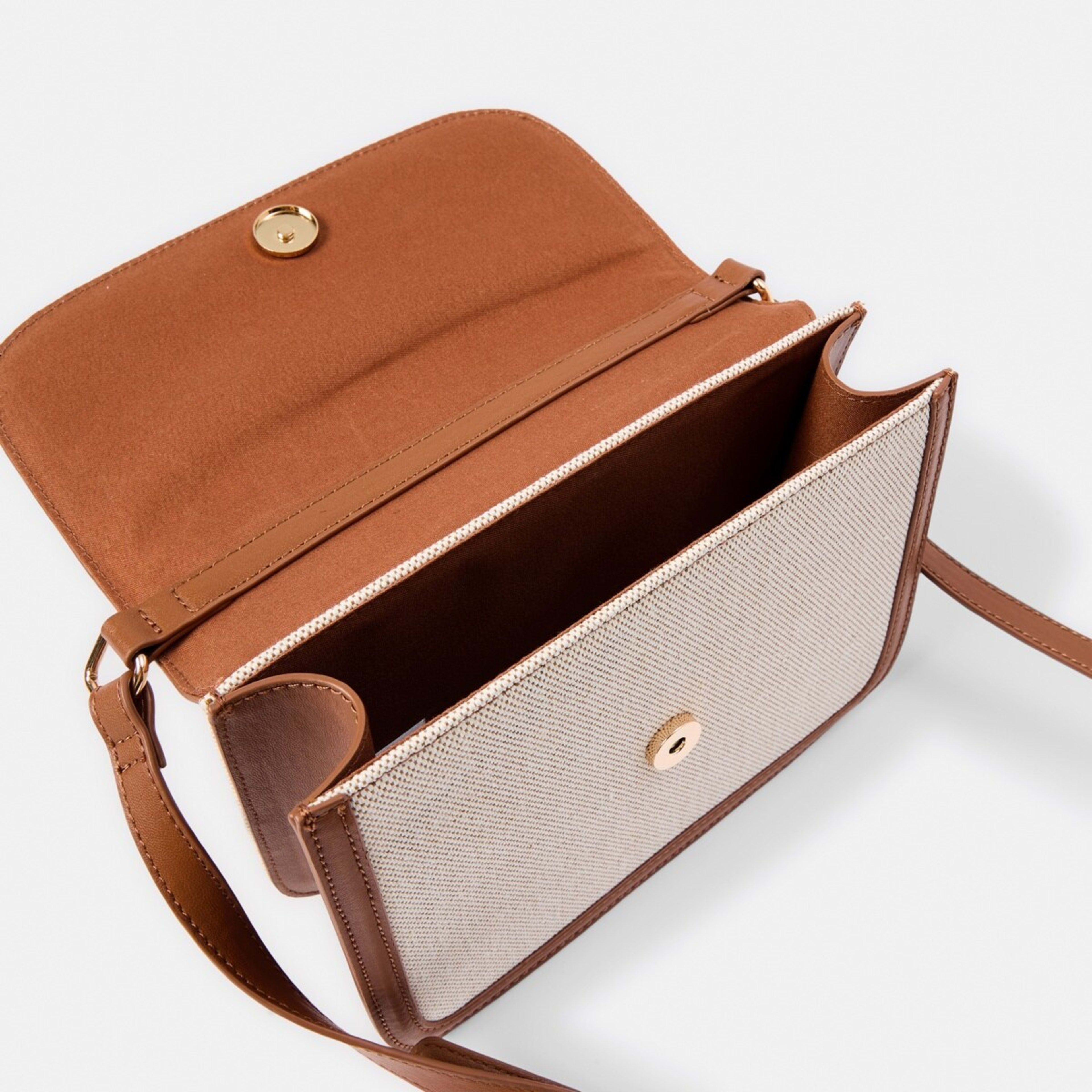 4 Woven Contrast Crossbody Bag Nat Tan Beige, 4 of 6