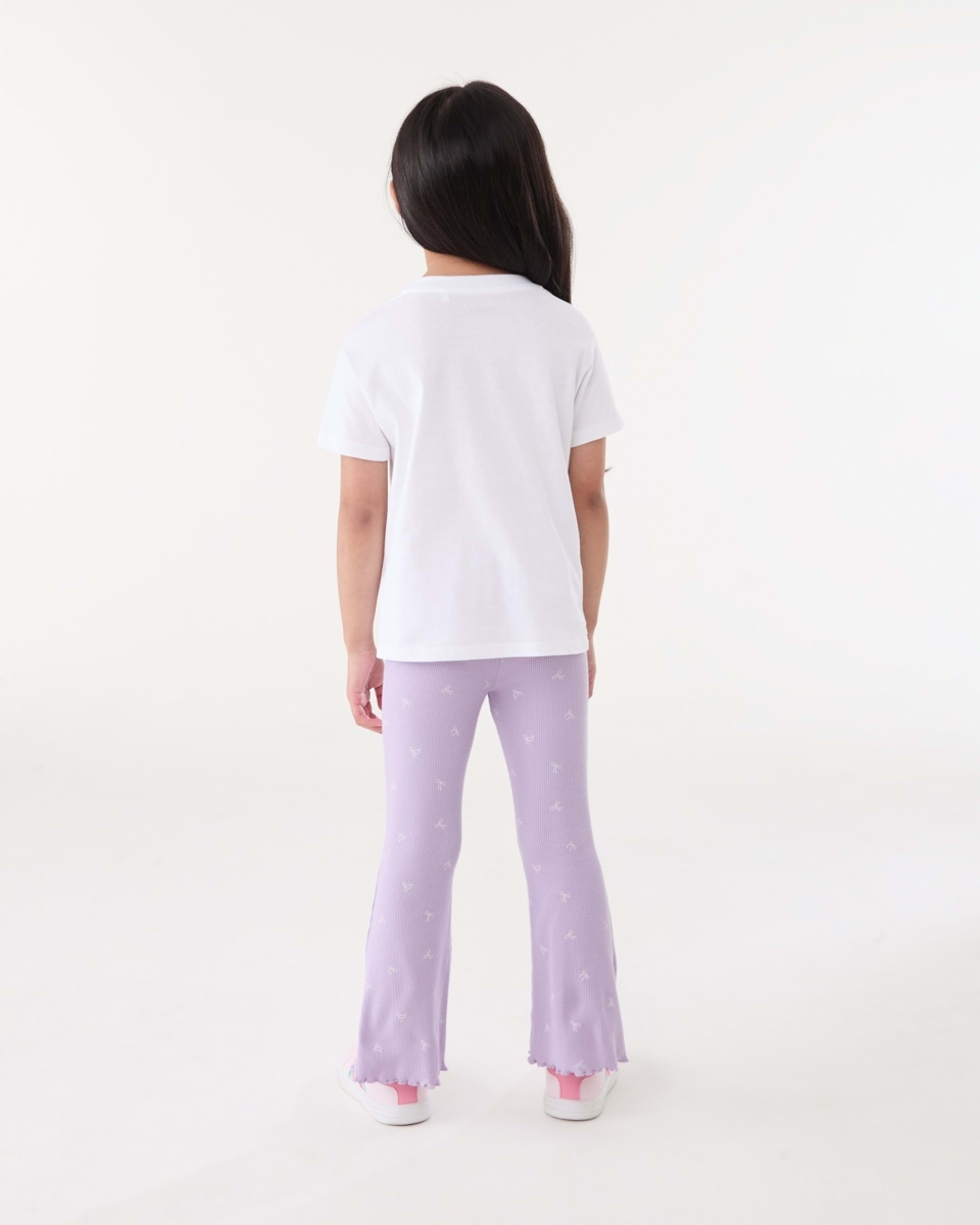 5 Rib Flare Leggings CUTE BOWS PASTEL LILAC, 5 of 5