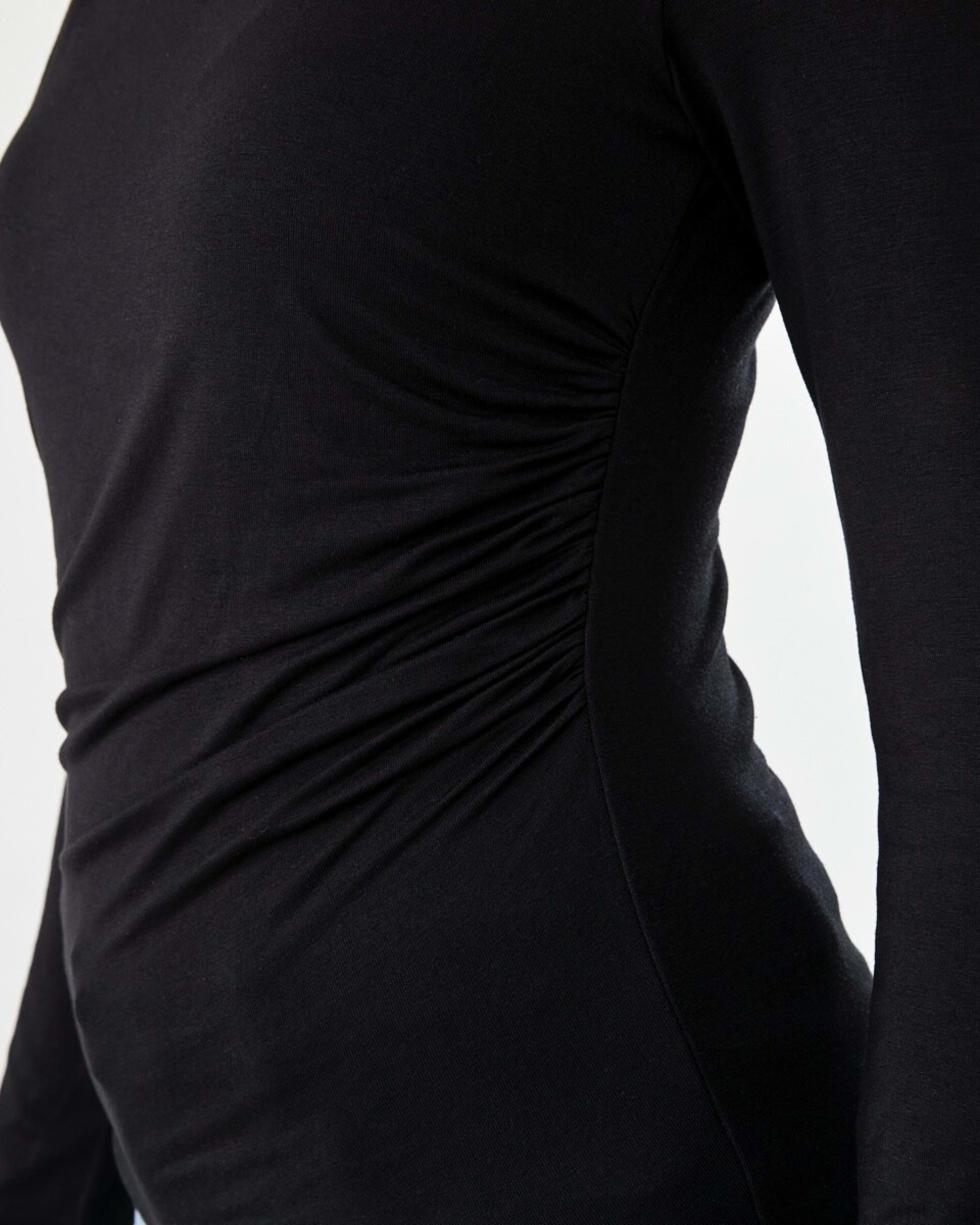 6 Long Sleeve Ruched Shoulder Top Black, 6 of 6
