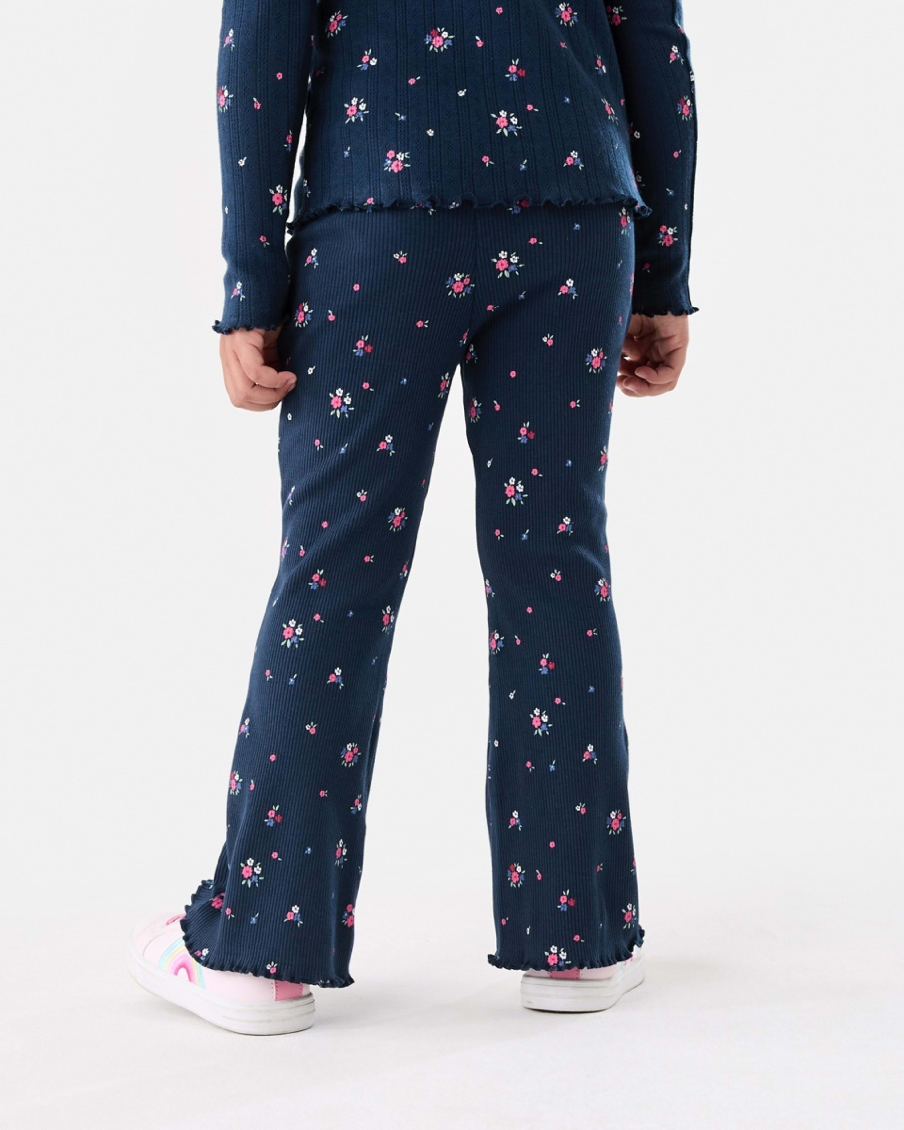 2 Rib Flare Leggings Ditsy Floral Bouquet Navy, 2 of 8