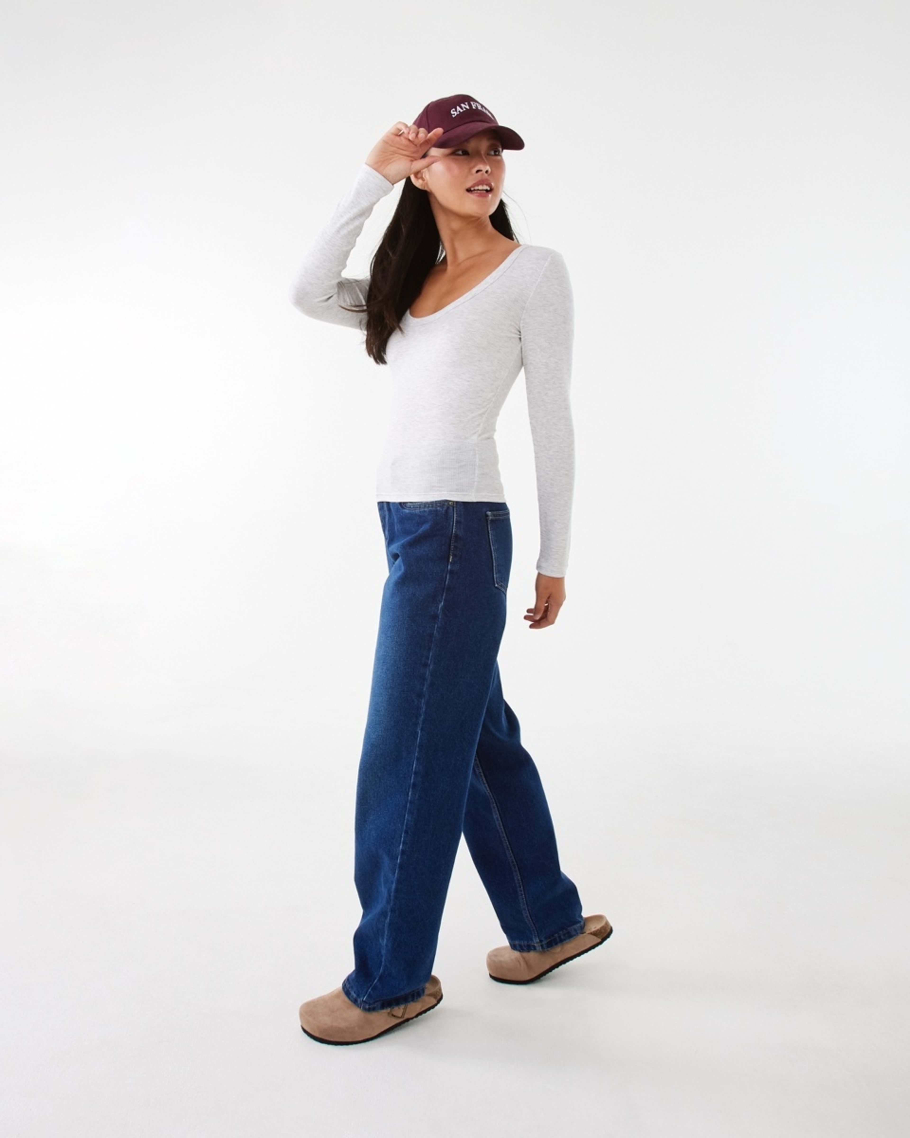 3 Long Sleeve Rib Scoop T-shirt Wht Marle, 3 of 5