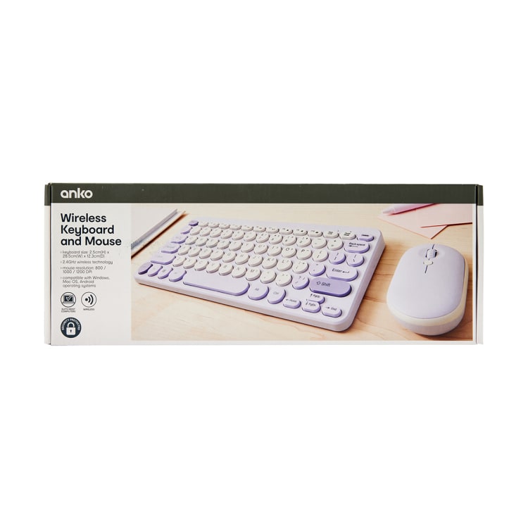 Wireless Keyboard and Mouse Lavendar Kmart