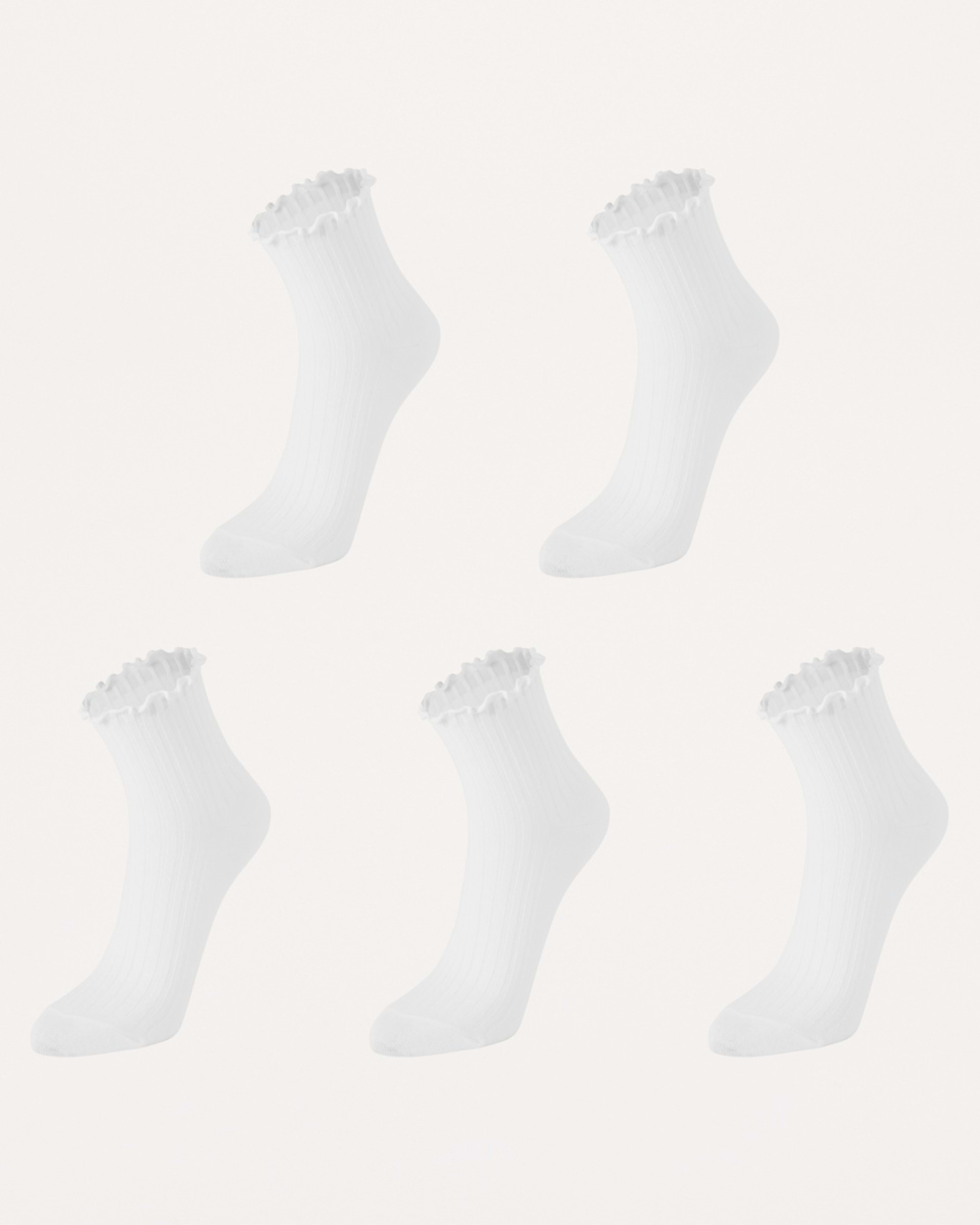 1 5 Pack Frill Quarter Crew Socks White