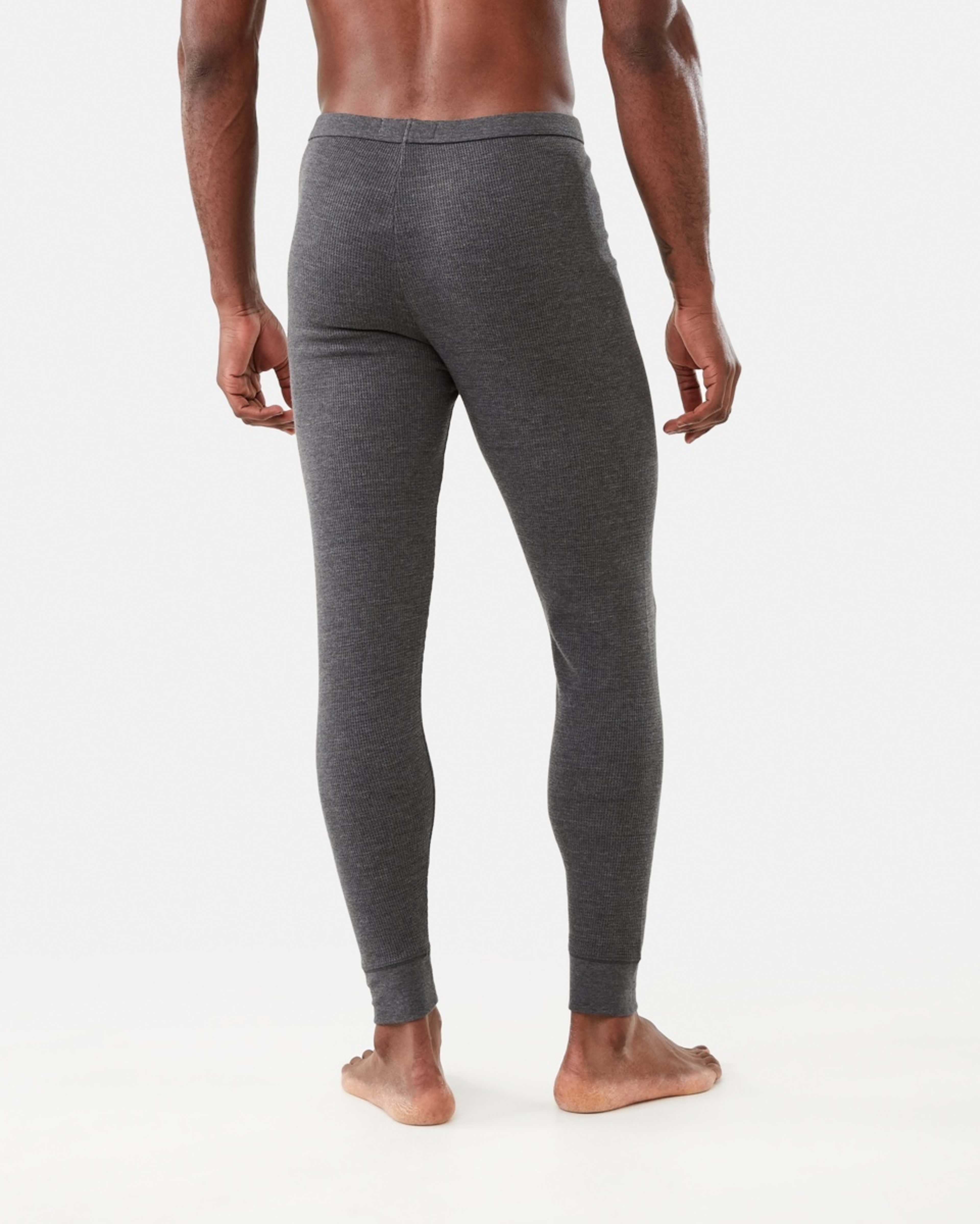 3 Long Mini Waffle Thermal Pants Charcoal Marle, 3 of 5