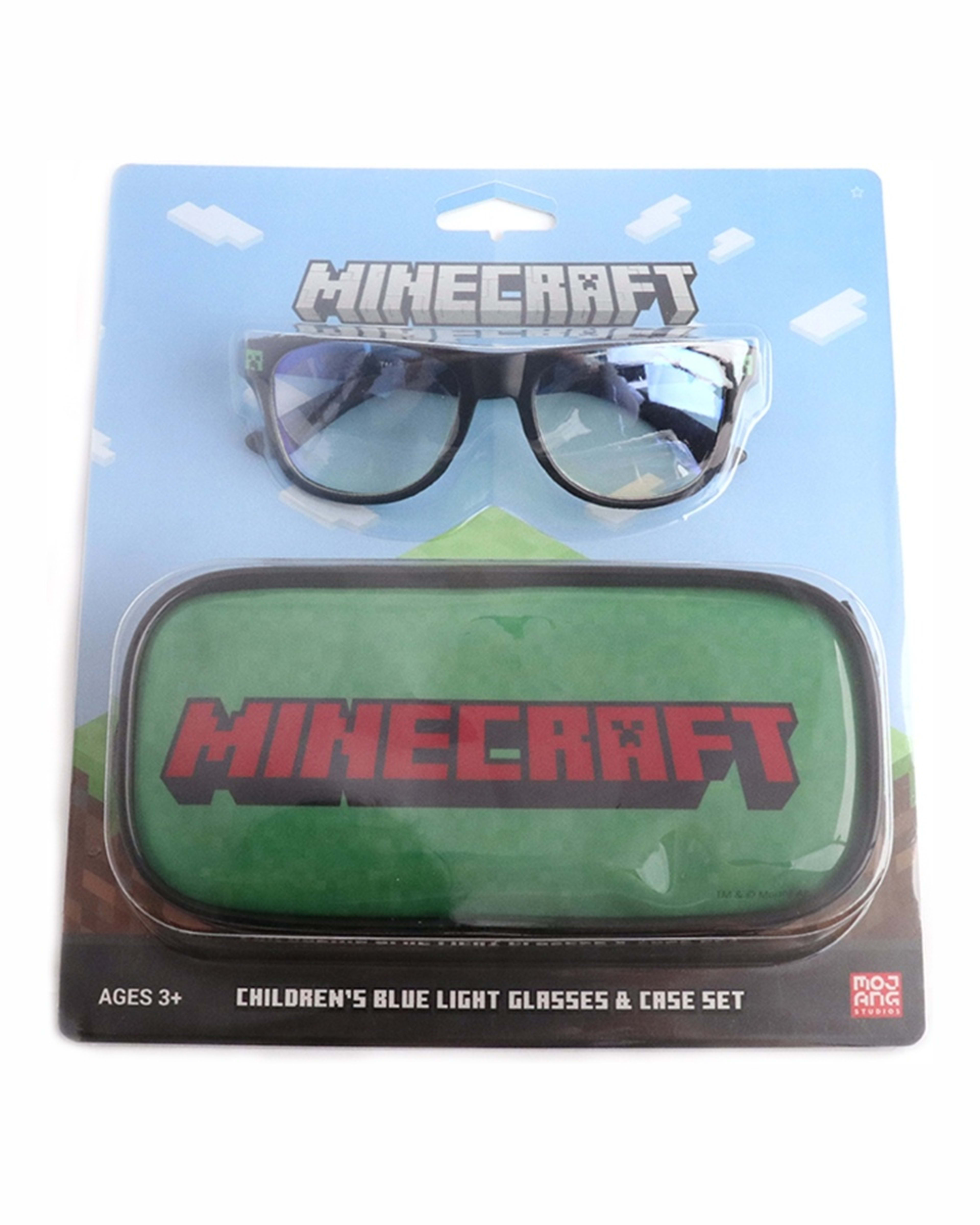 Minecraft License Blue Light Glasses and Case Set Kmart