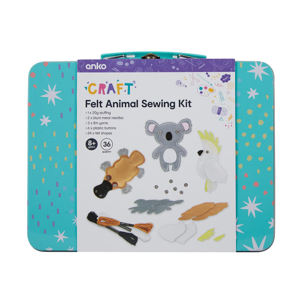 36 Piece Felt Animal Sewing Kit - Kmart