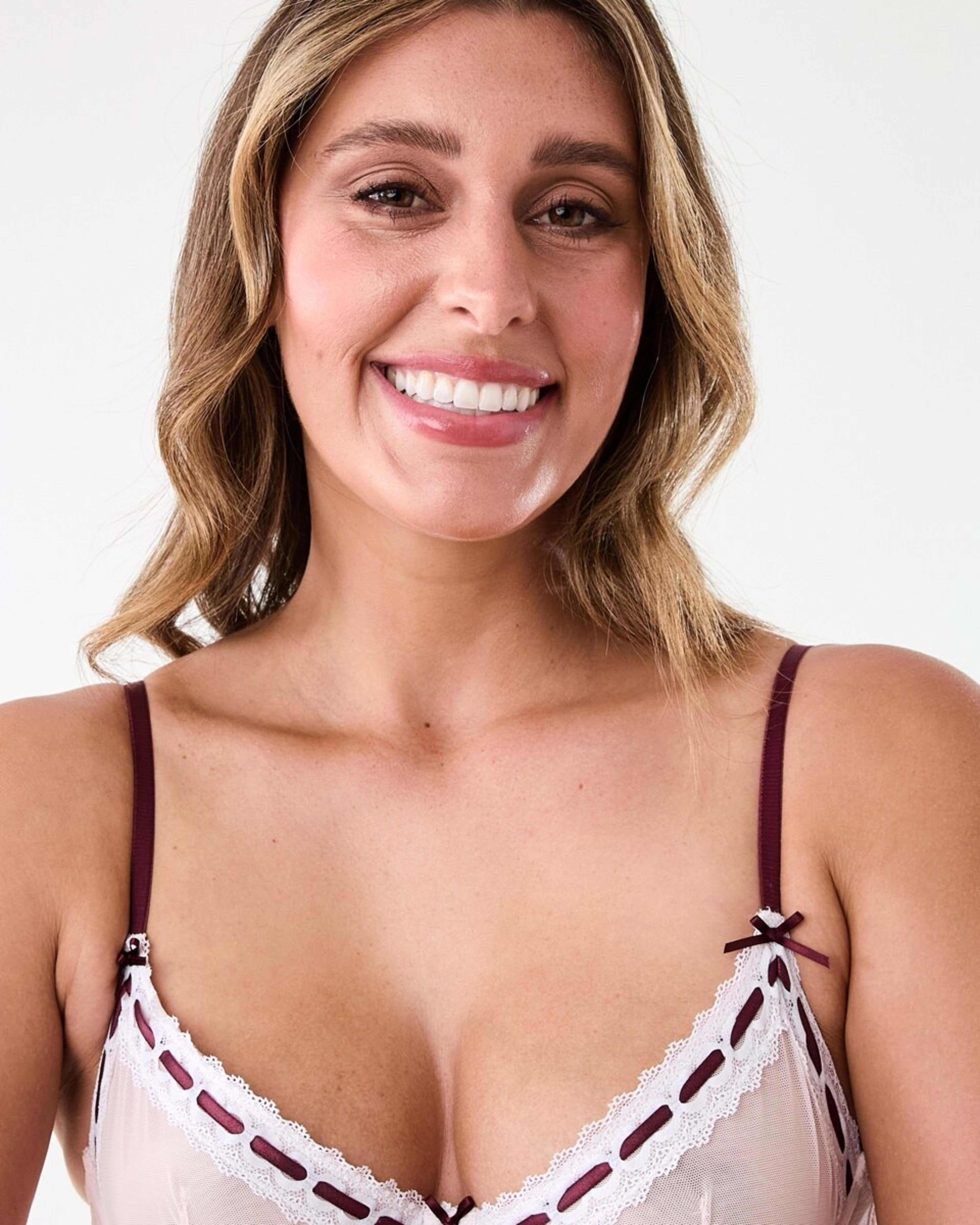 4 Co-ordinated Ribbon Trim Soft Cup Bra Pink Chalk, 4 of 7