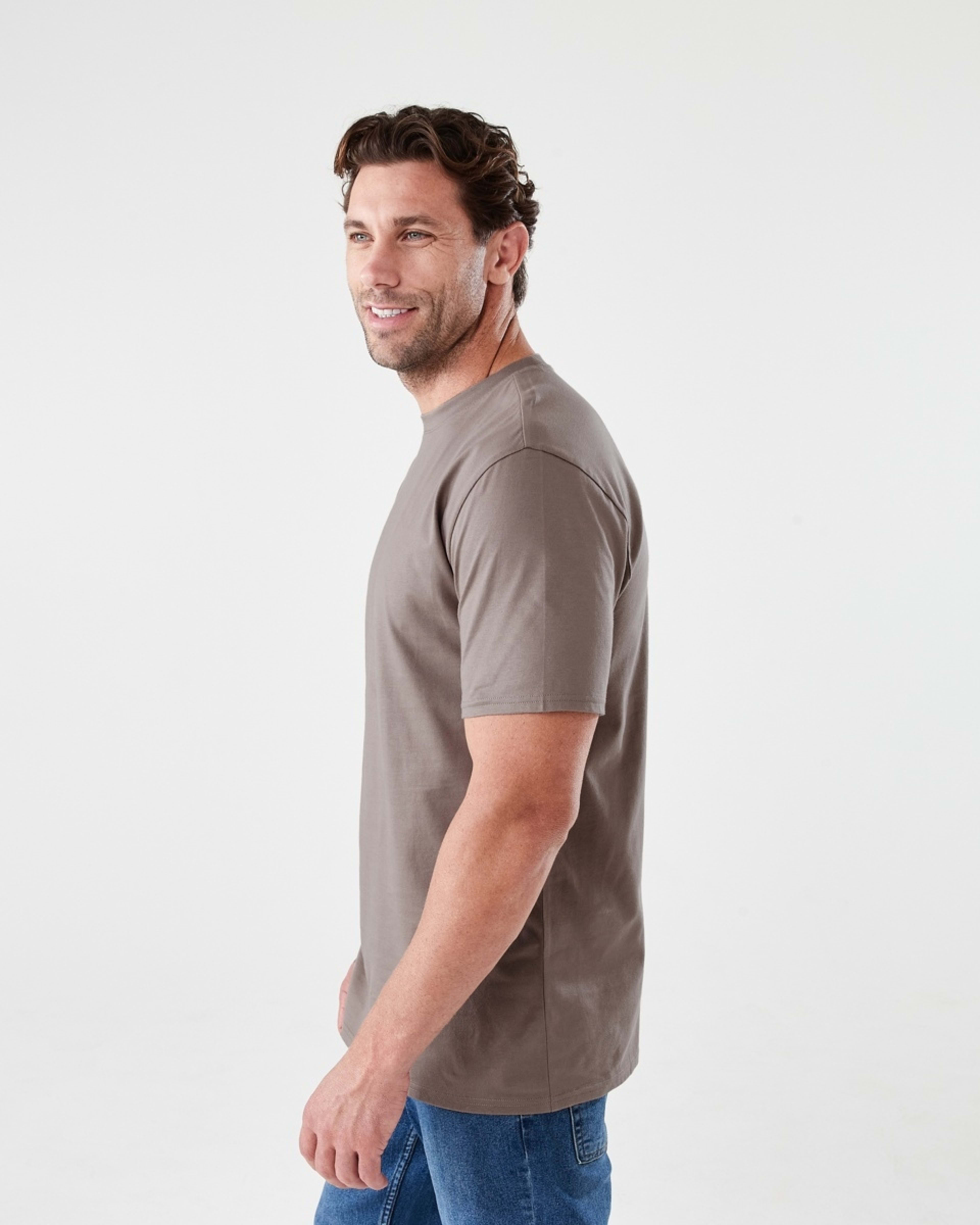 2 Australian Cotton Crew Neck T-shirt DRIFT BROWN, 2 of 5