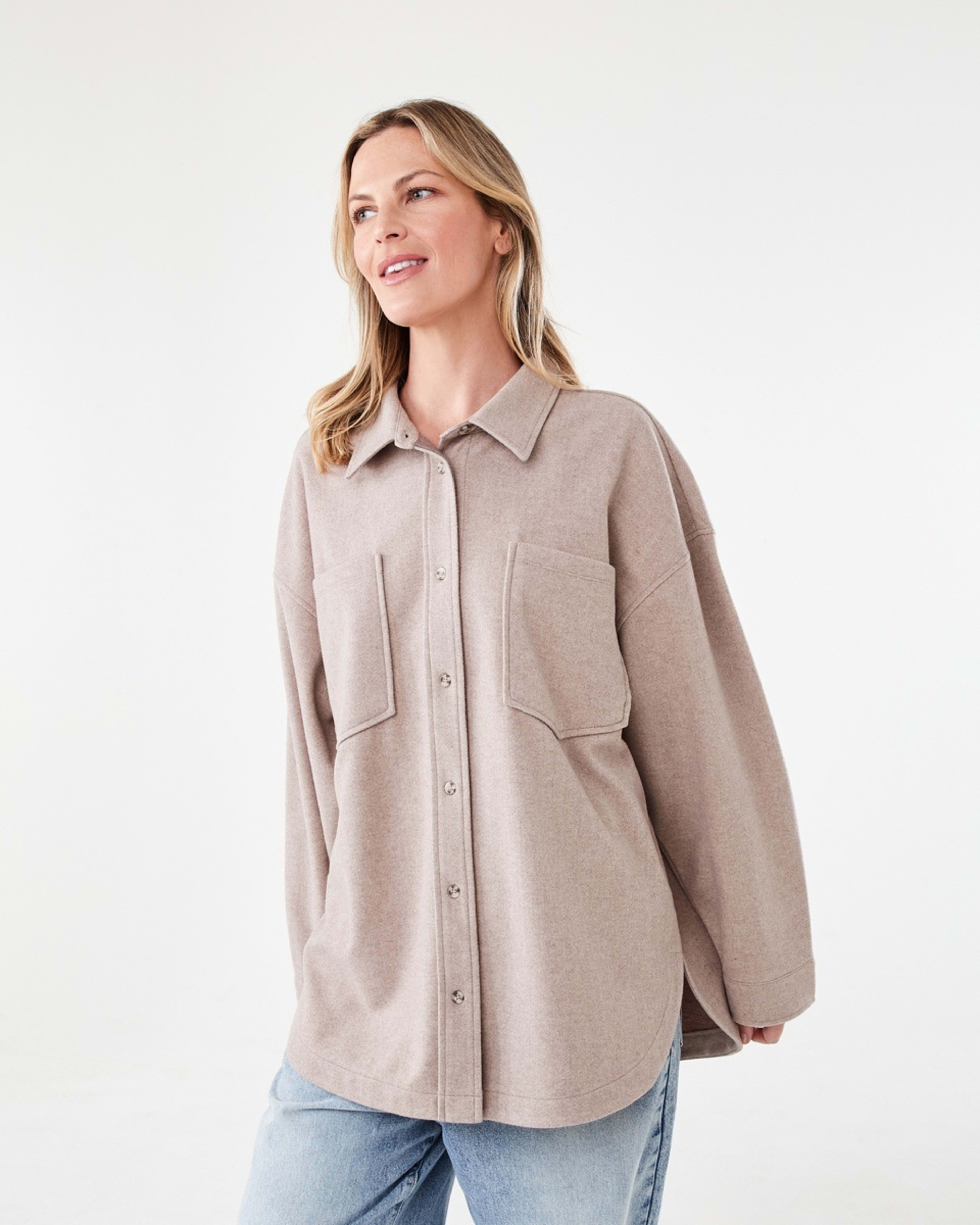 2 Long Sleeve Soft Touch Shirt Taupe Mrl, 2 of 7