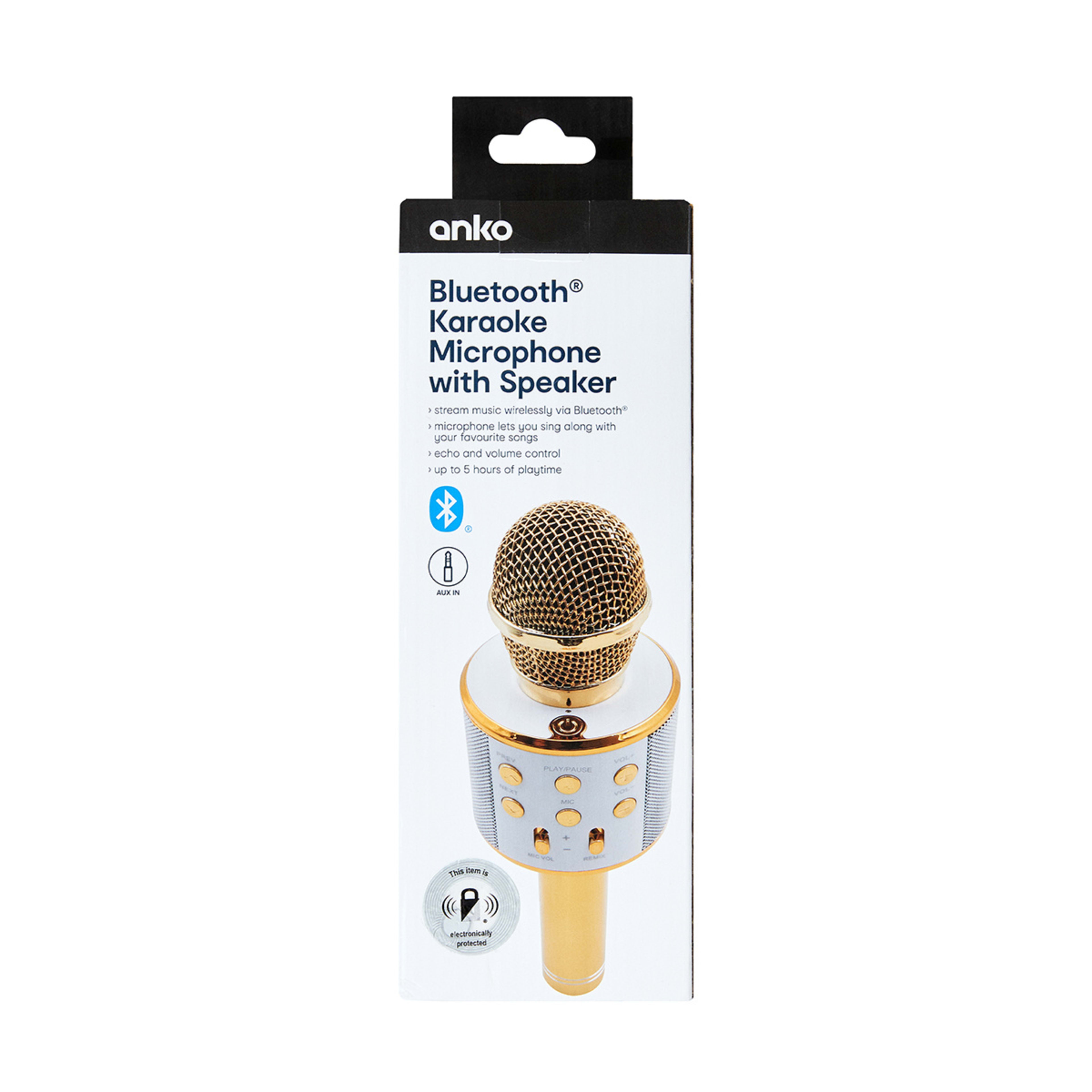 Karaoke Bluetooth Microphone Gold Look Kmart