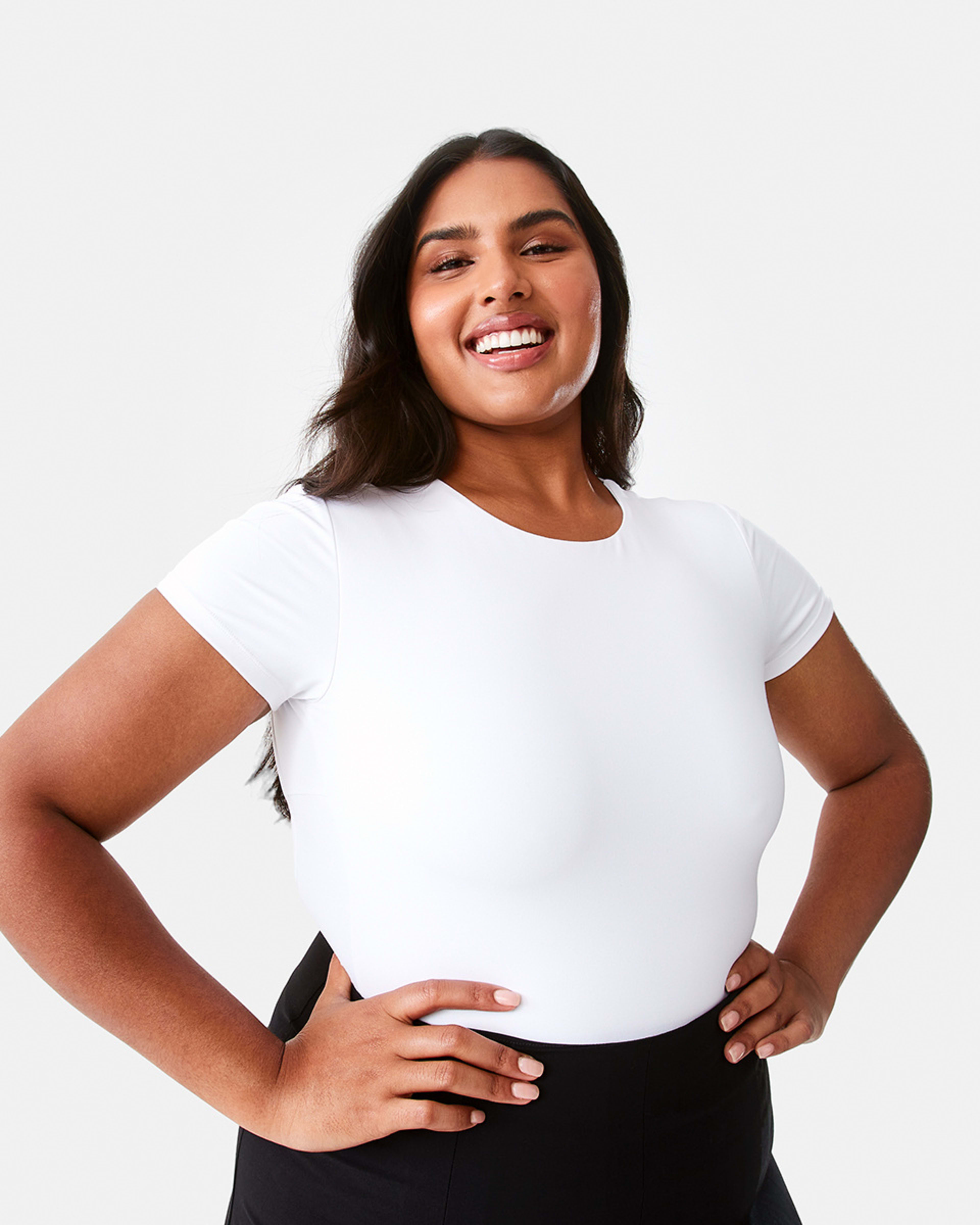 Short Sleeve Luxe Open Back Bodysuit Kmart