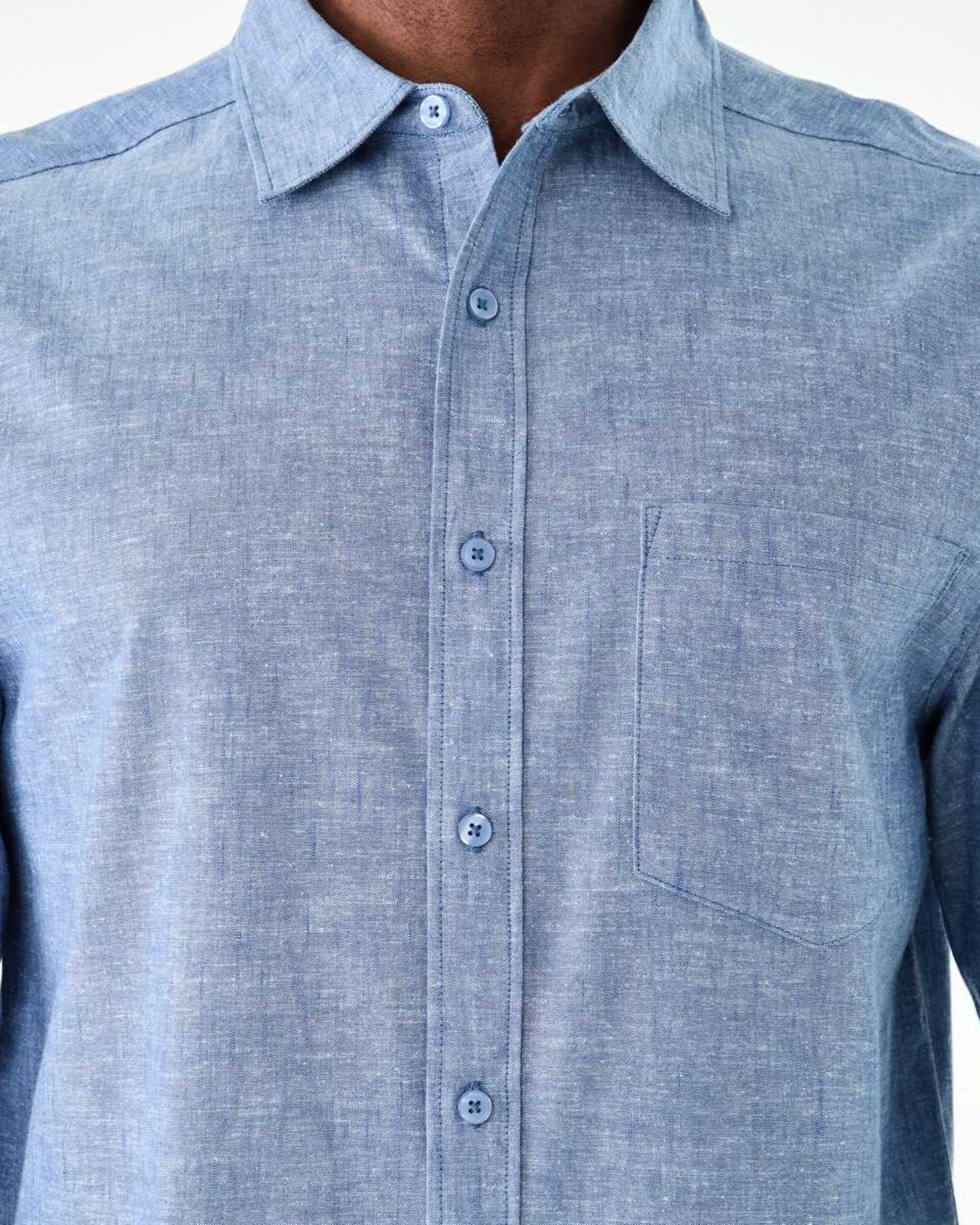 6 Long Sleeve Cotton Linen Shirt FELICIA BLUE YD, 6 of 6