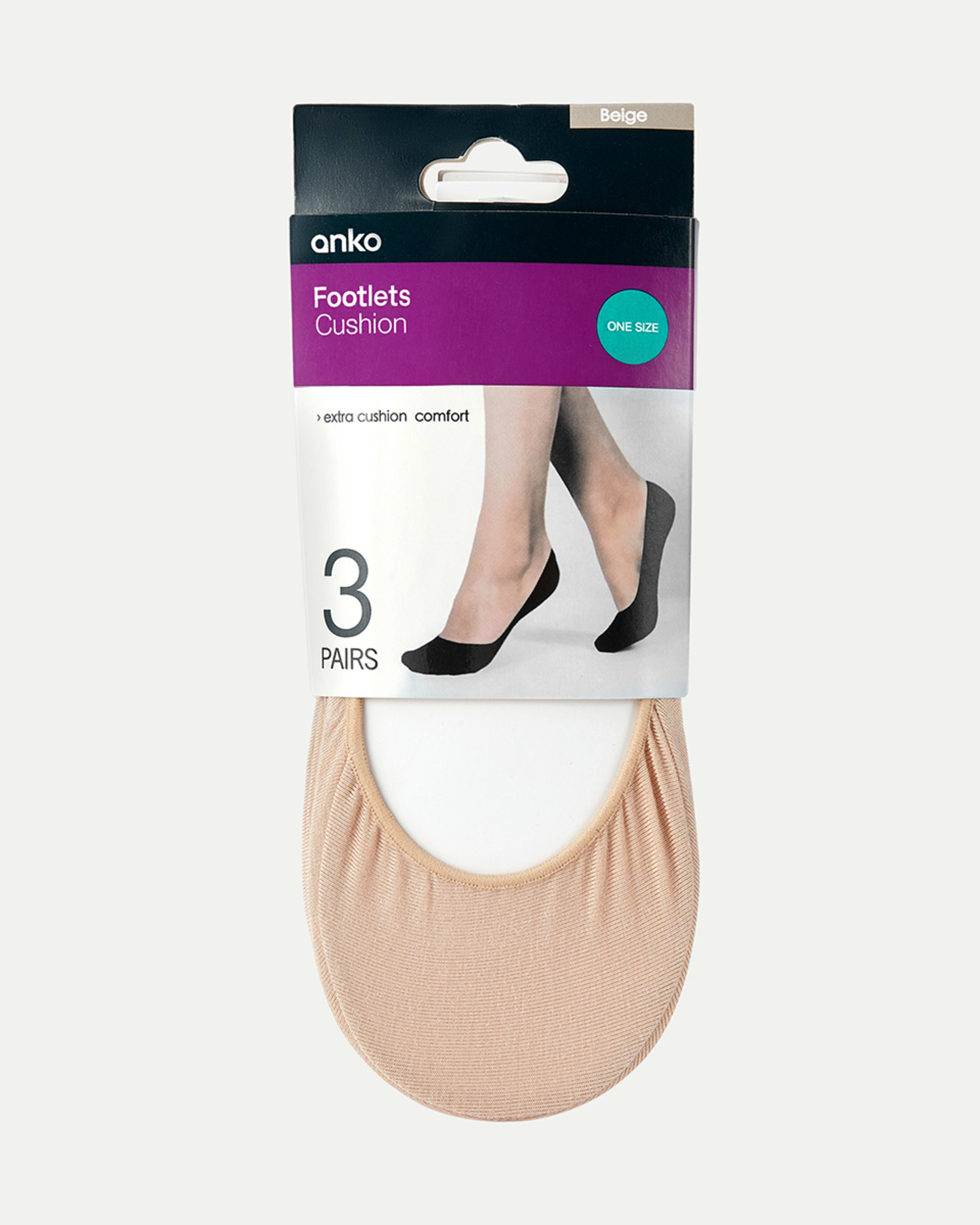 3 3 Pack Cushioned Footlets Beige, 3 of 3
