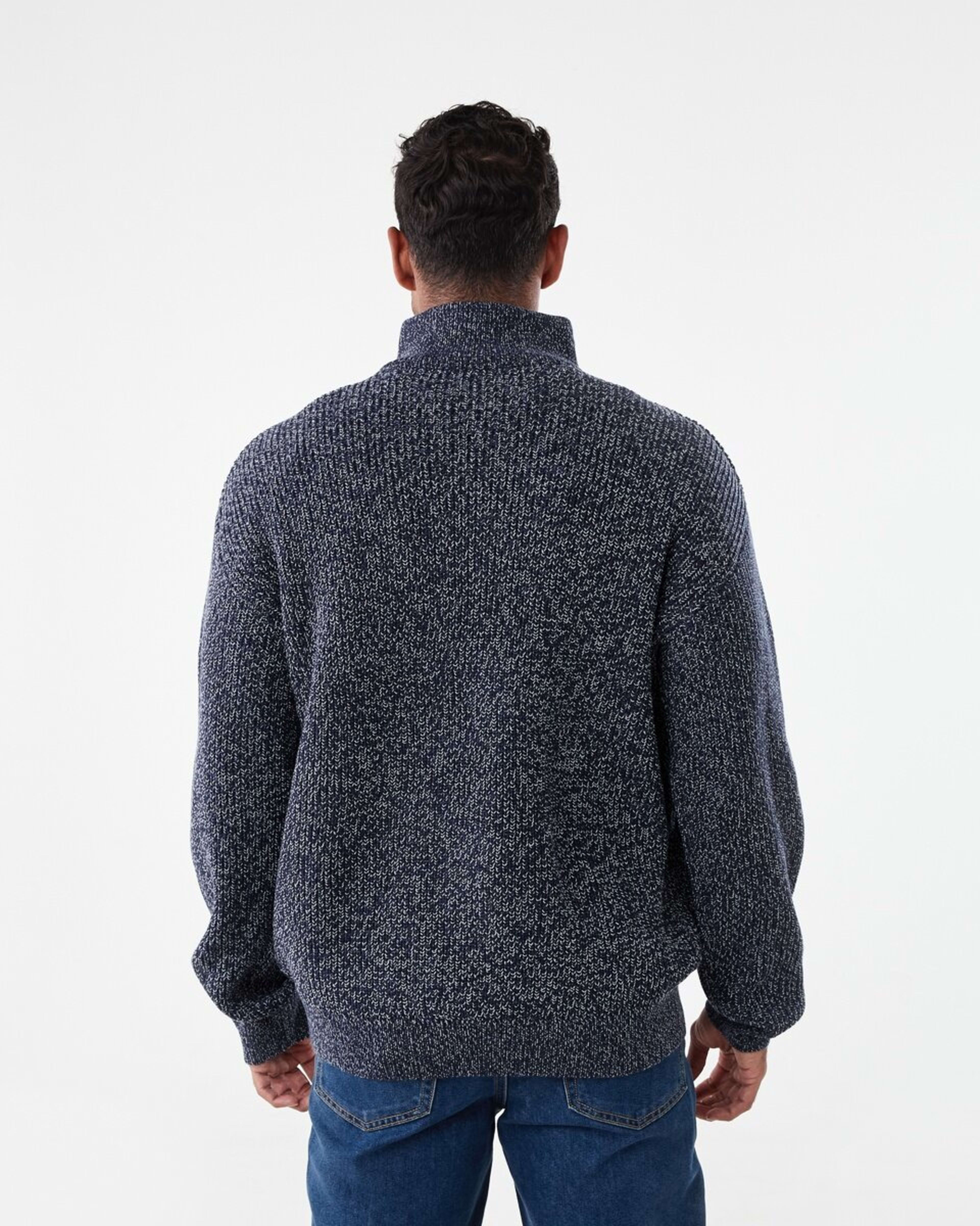 3 1/4 Zip Knit Jumper Nvy Marle, 3 of 5