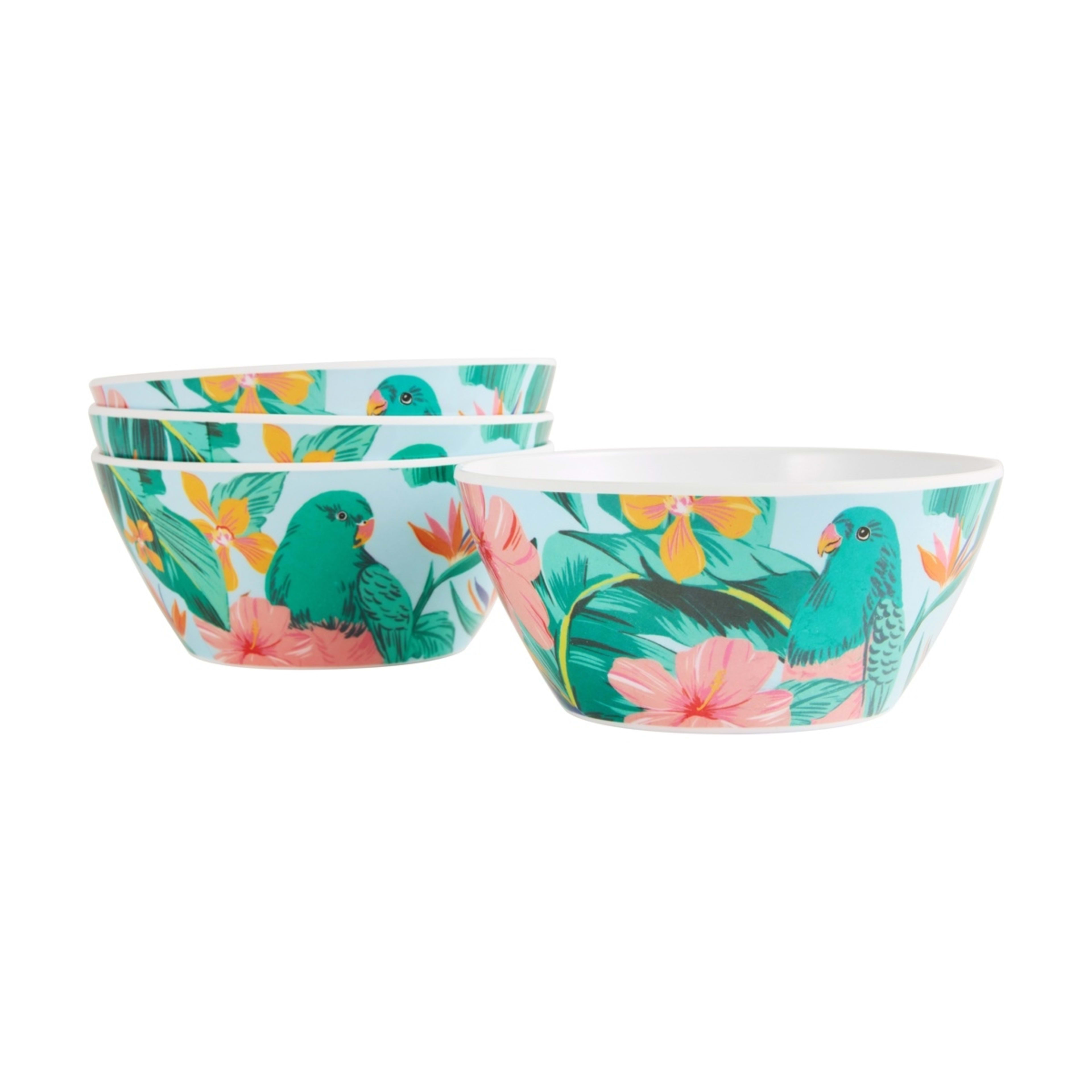 1 4 Pack Floral Birds Bowls