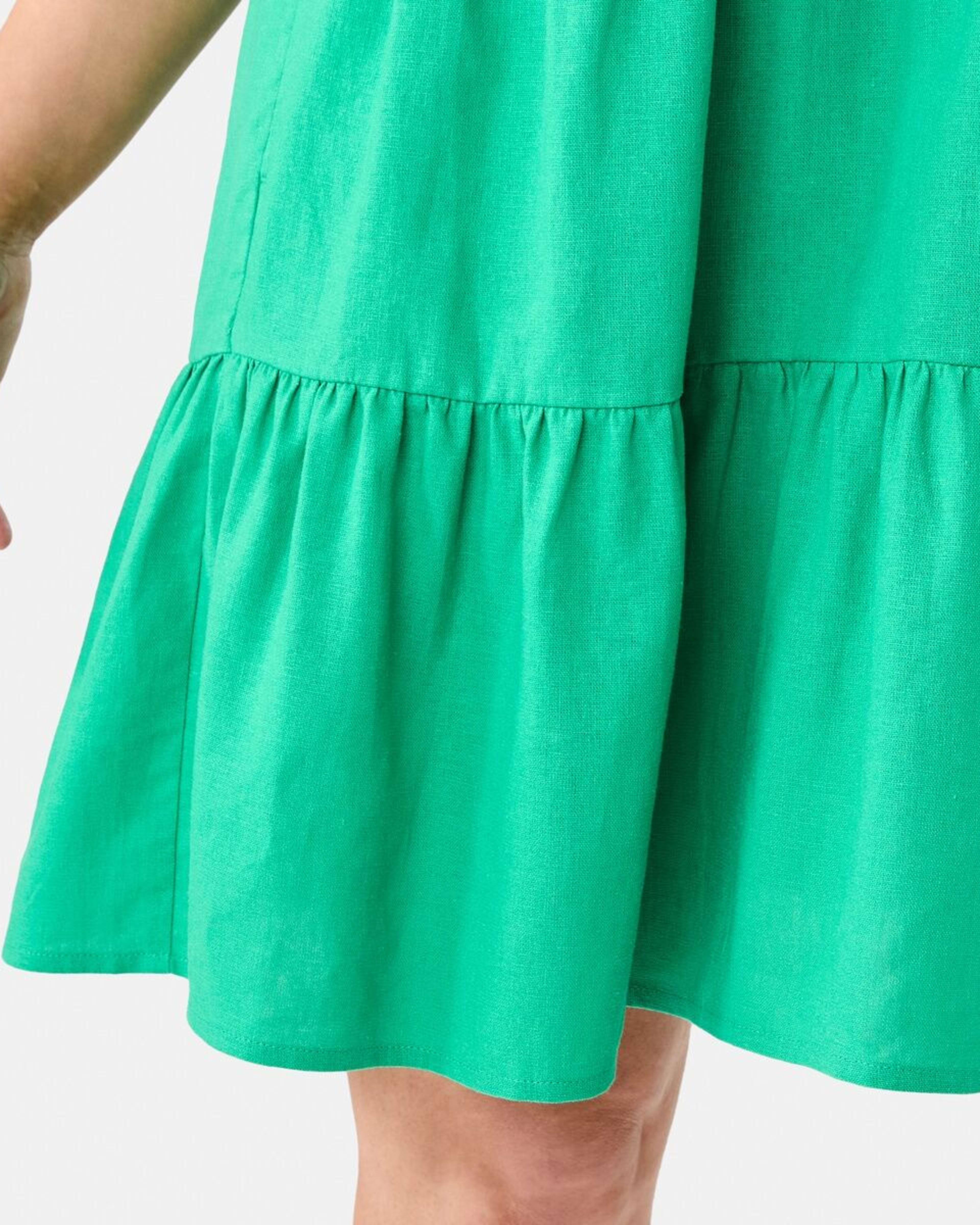 9 Short Sleeve Linen Blend Tiered Mini Dress SIMPLY GREEN, 9 of 10