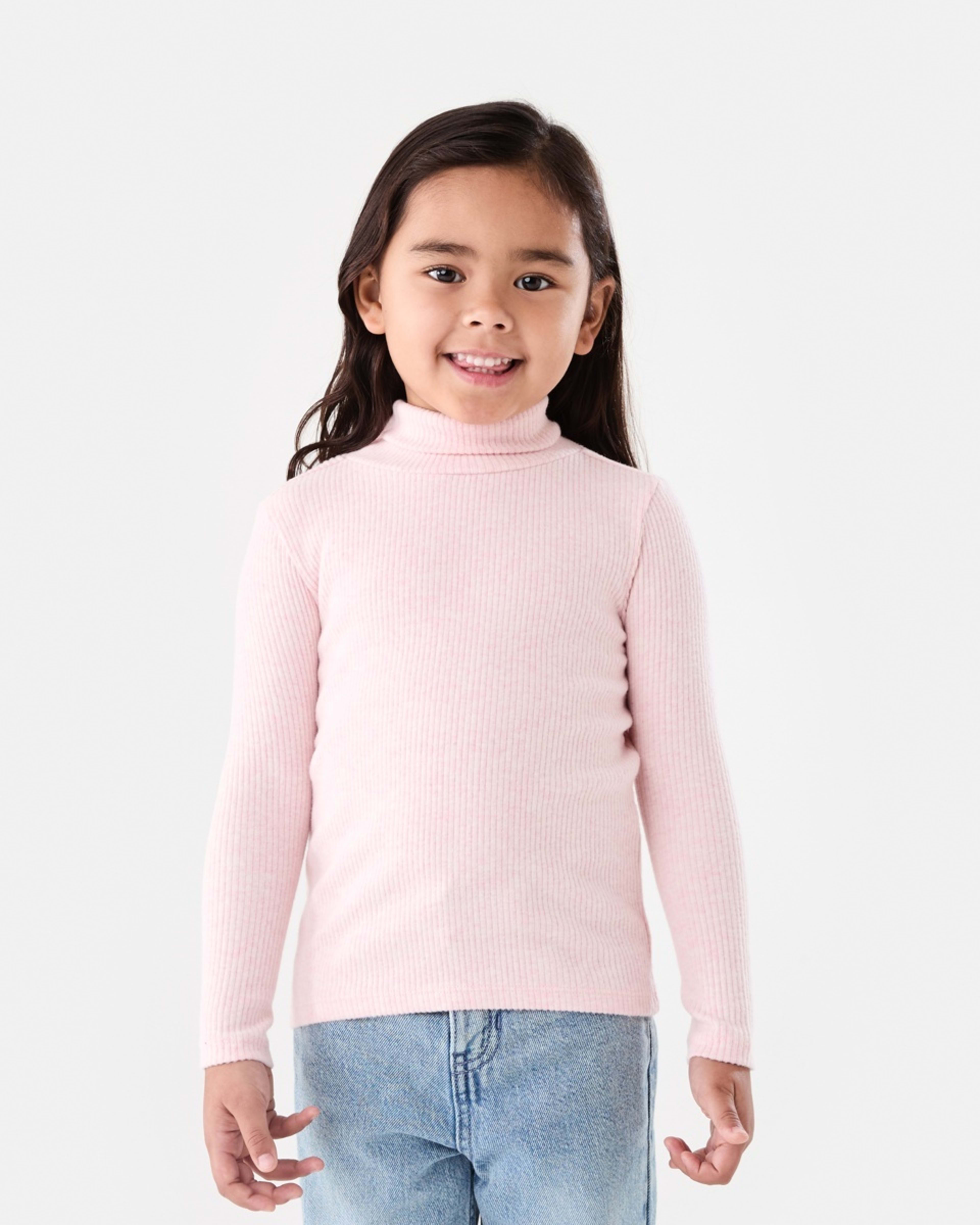 1 Long Sleeve Skivvy Top Pink Marle