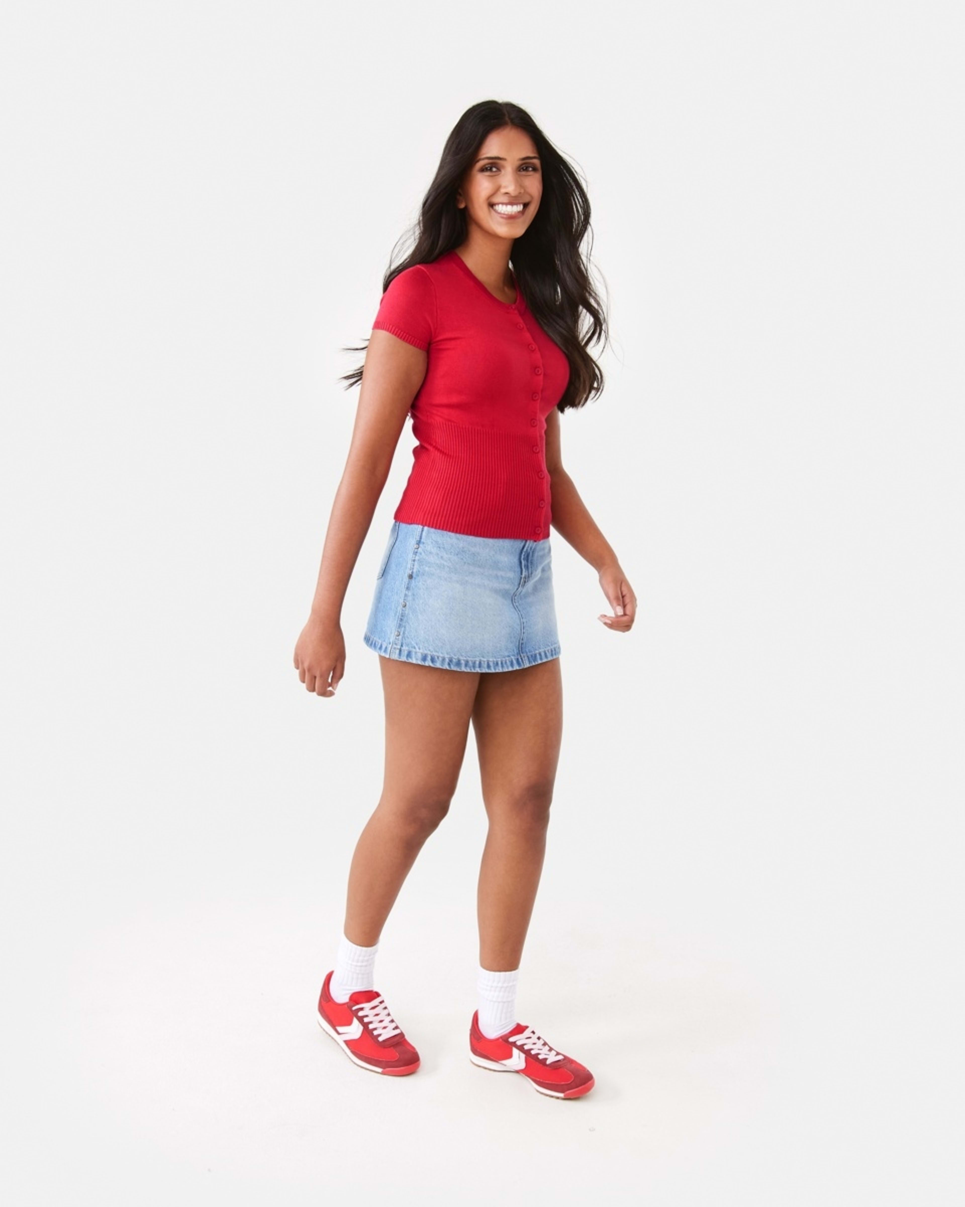 5 Short Sleeve Longline Button Up Top Strawberry, 5 of 8