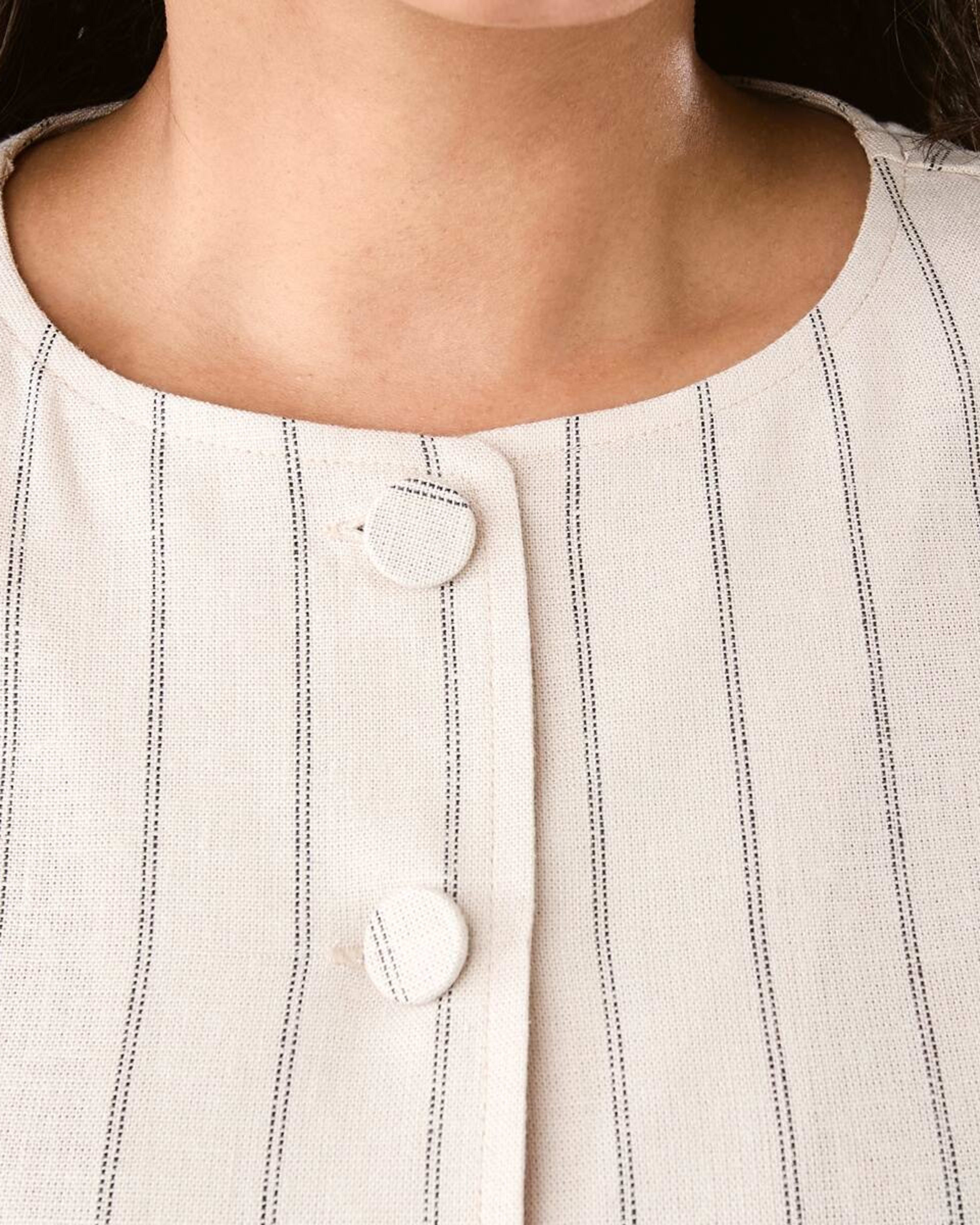 5 Sleeveless Crew Neck Linen Blend Waistcoat Dot Stripe, 5 of 6