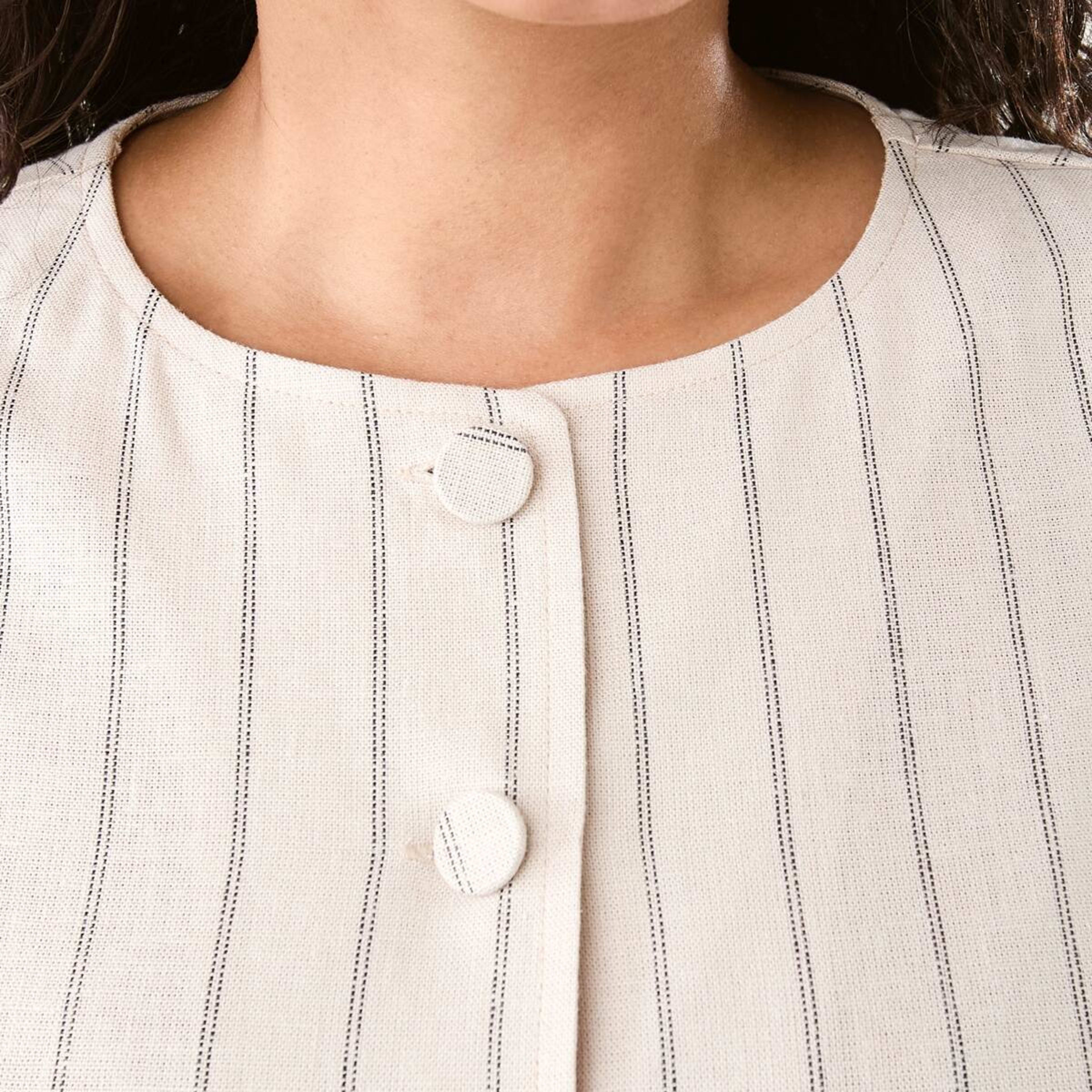 5 Sleeveless Crew Neck Linen Blend Waistcoat Dot Stripe, 5 of 6