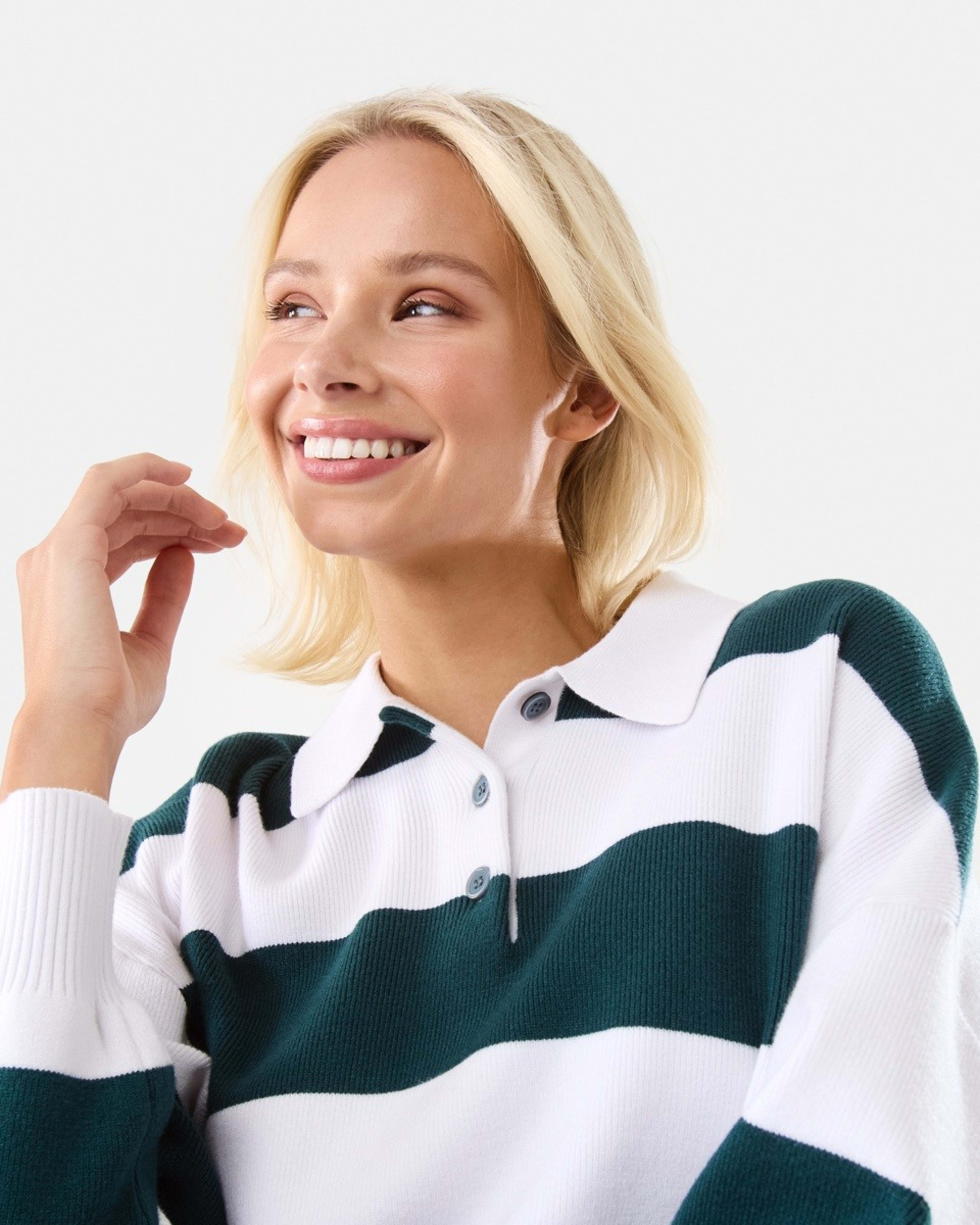 5 Polo Stripe Jumper Green Strp, 5 of 7