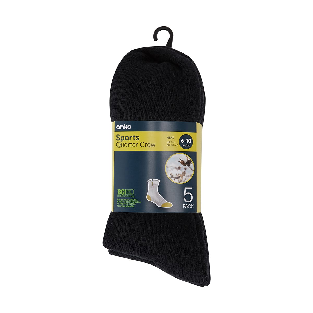 5 Pack Quarter Crew Sport Socks Kmart