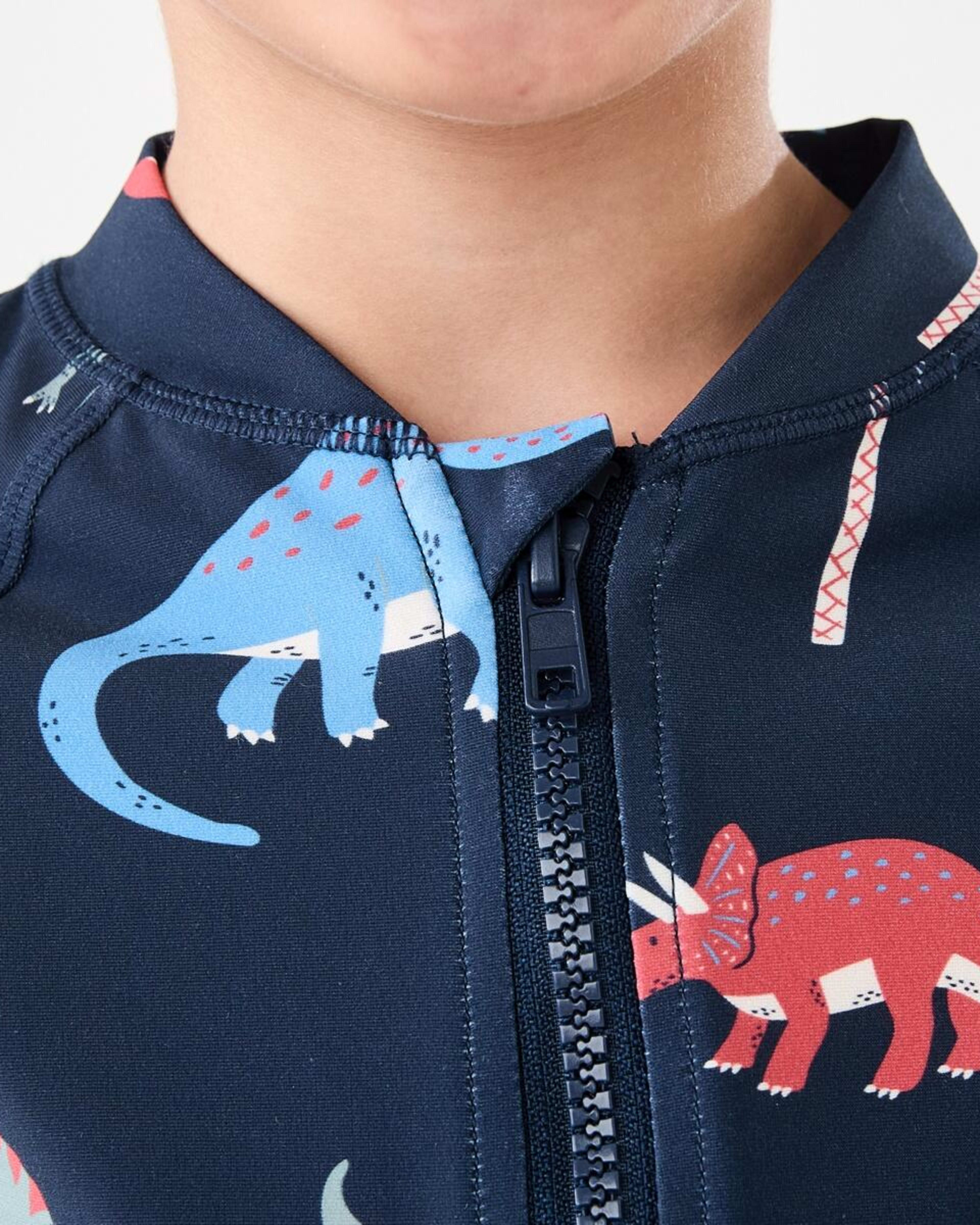 4 Long Sleeve Swimsuit Nvy Dino, 4 of 4