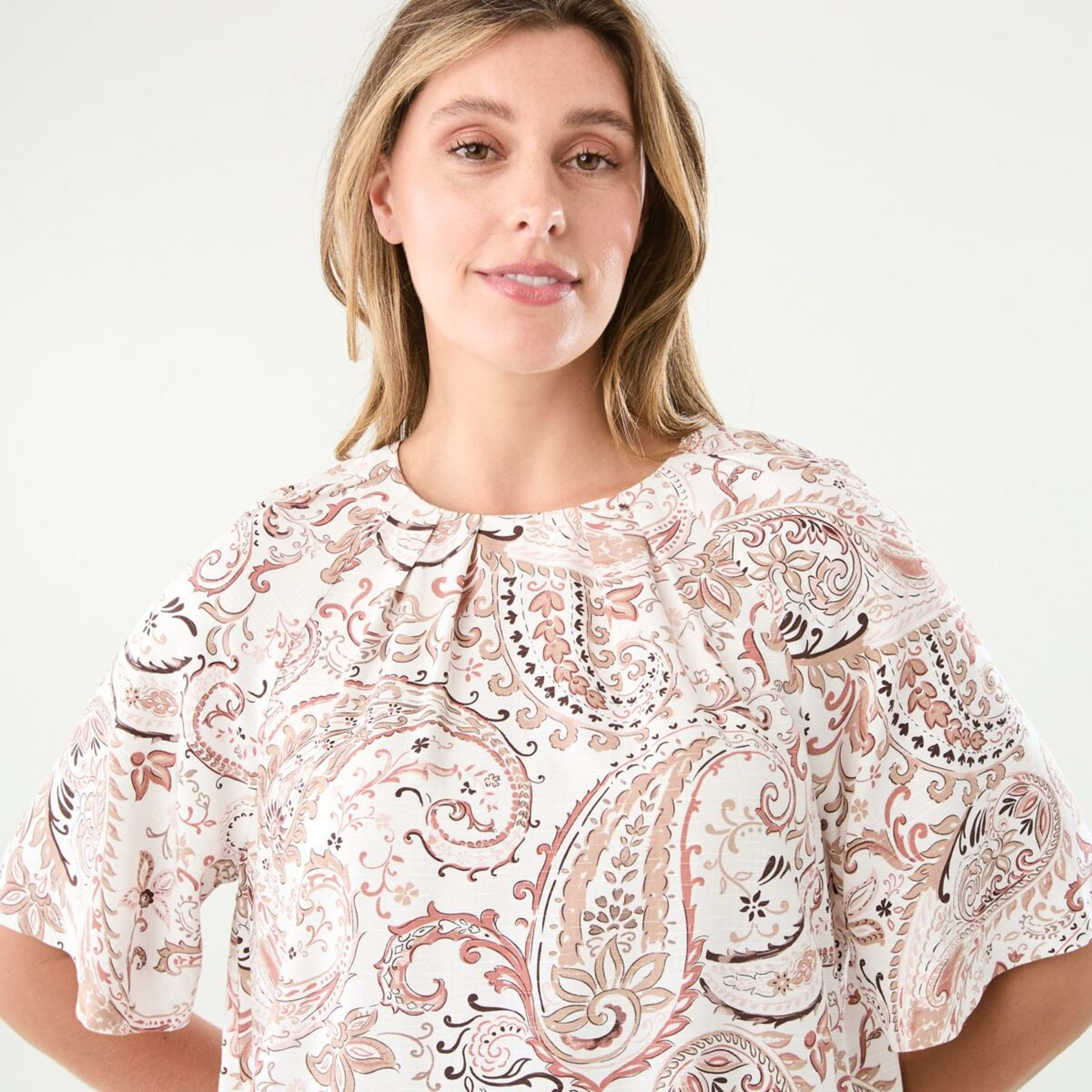 4 Short Sleeve Tuck Top Lrg Paisly, 4 of 5