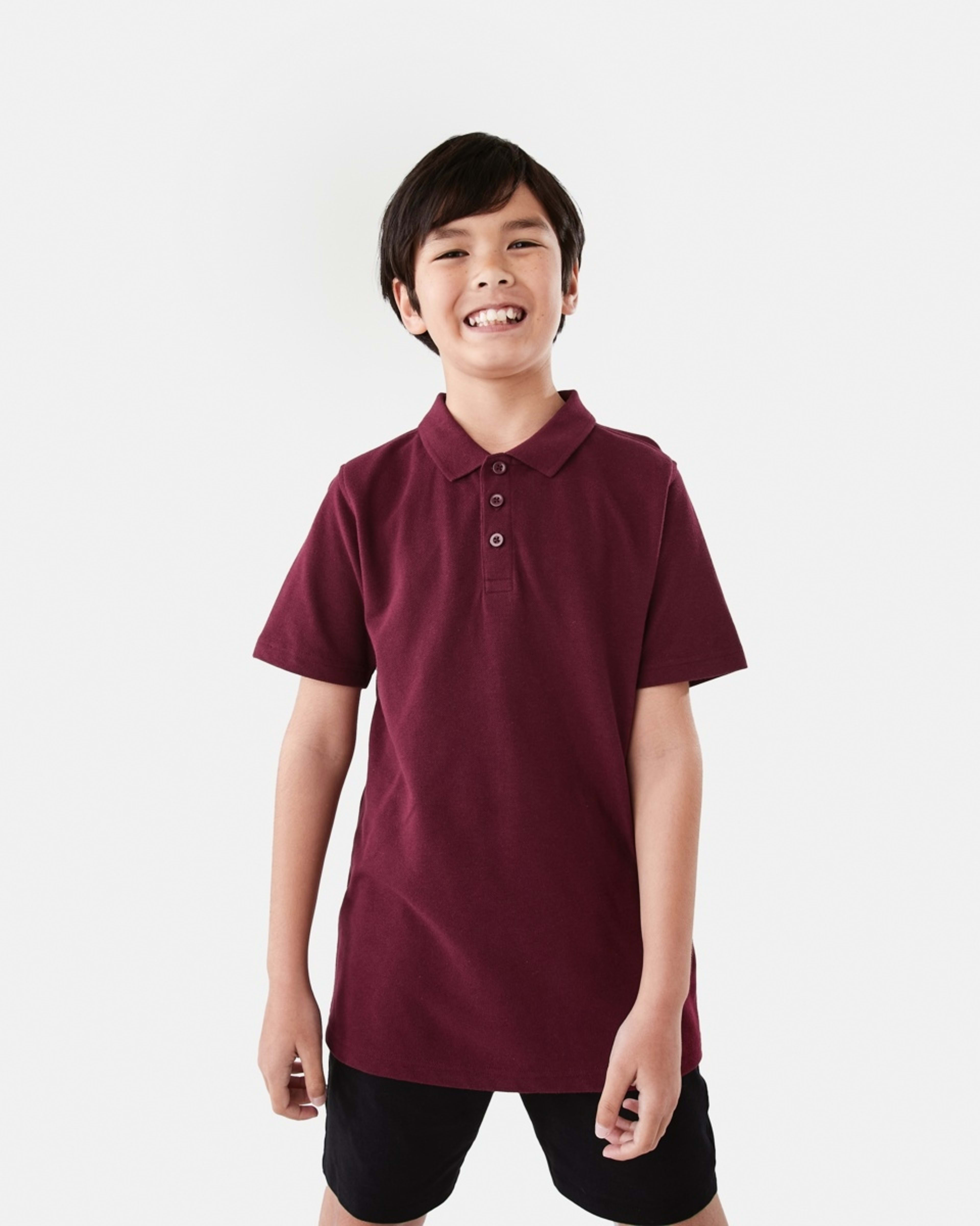 1 School Cotton Polo Shirt Burgundy